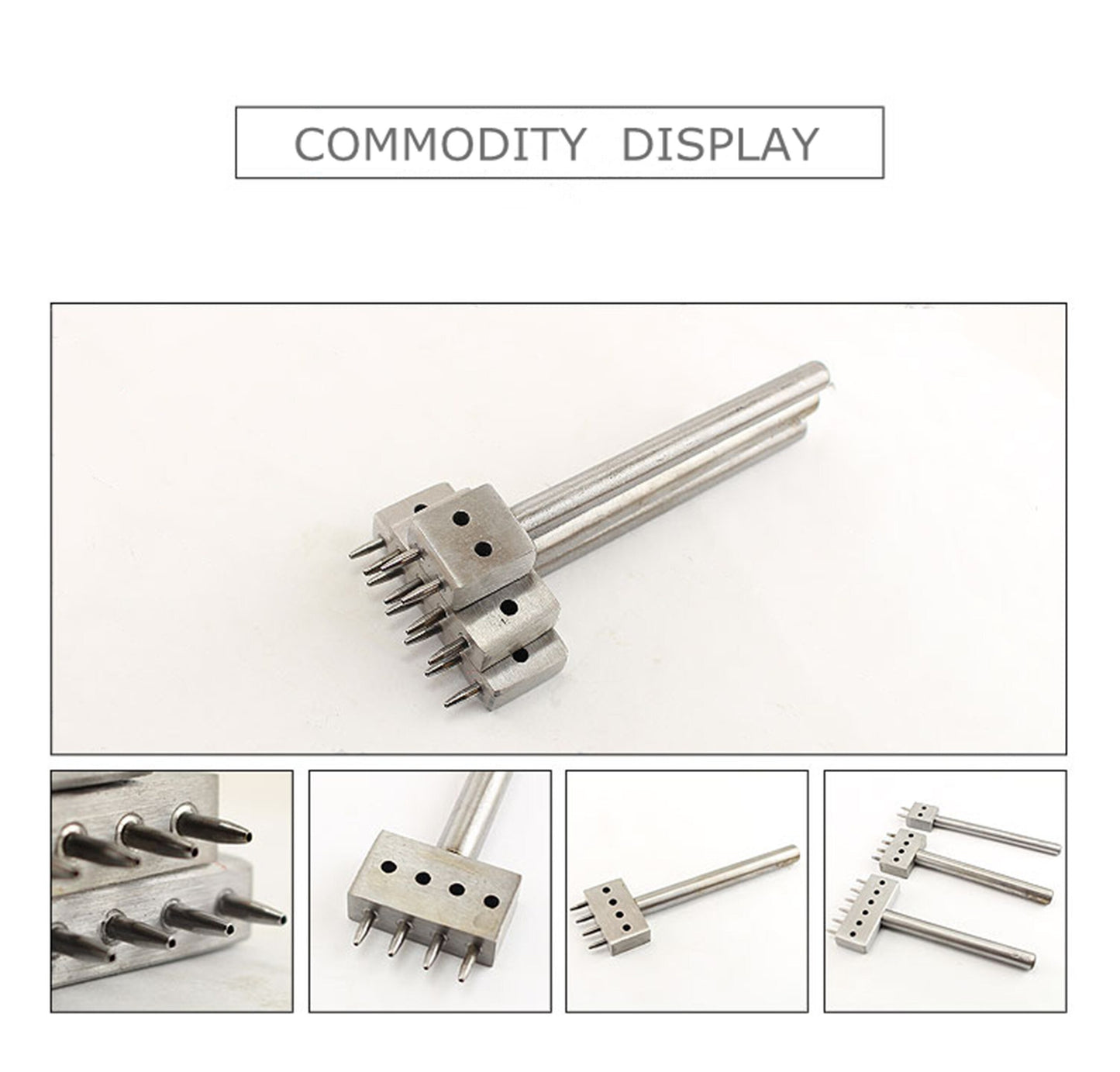Full Set leather Craft - 4/5/6/8mm Spacing hole Stitch Punch - 5 Stitching Prong Punch Round Holes / Leather Chisel Craft Tool