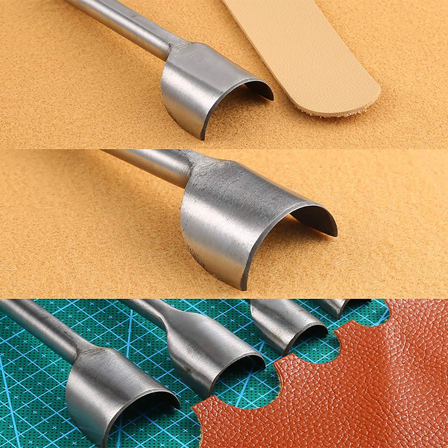 10 Size 5-50mm Leather Craft Tools Belt Strap Wallet End Punch For C shape Shallow circular cut a quarter circle round punch