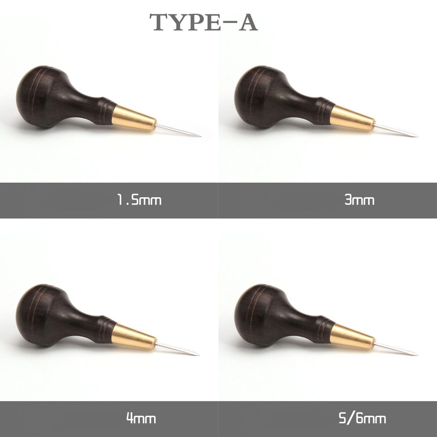 1.5/3/4/5/6mm Stitching Awl with Diamond Shape Blade cutter cutting leather cut with good wooden handle professional leather craft