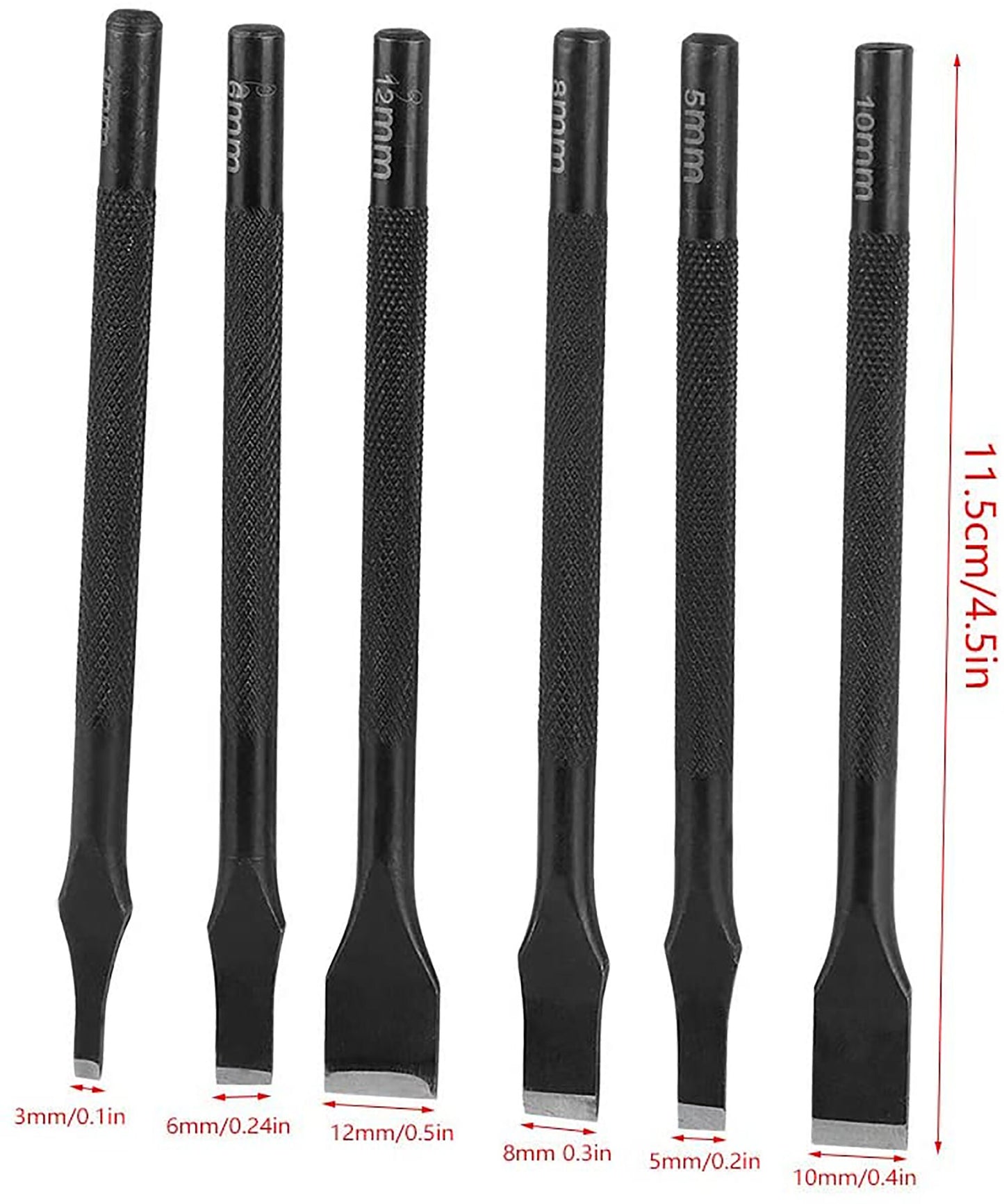 Leather straight Line Cut Punch,Flat short punches,(SET of 3MM 5MM 6MM 8MM 10MM 12MM ) Line punch Cutter for leather crafts