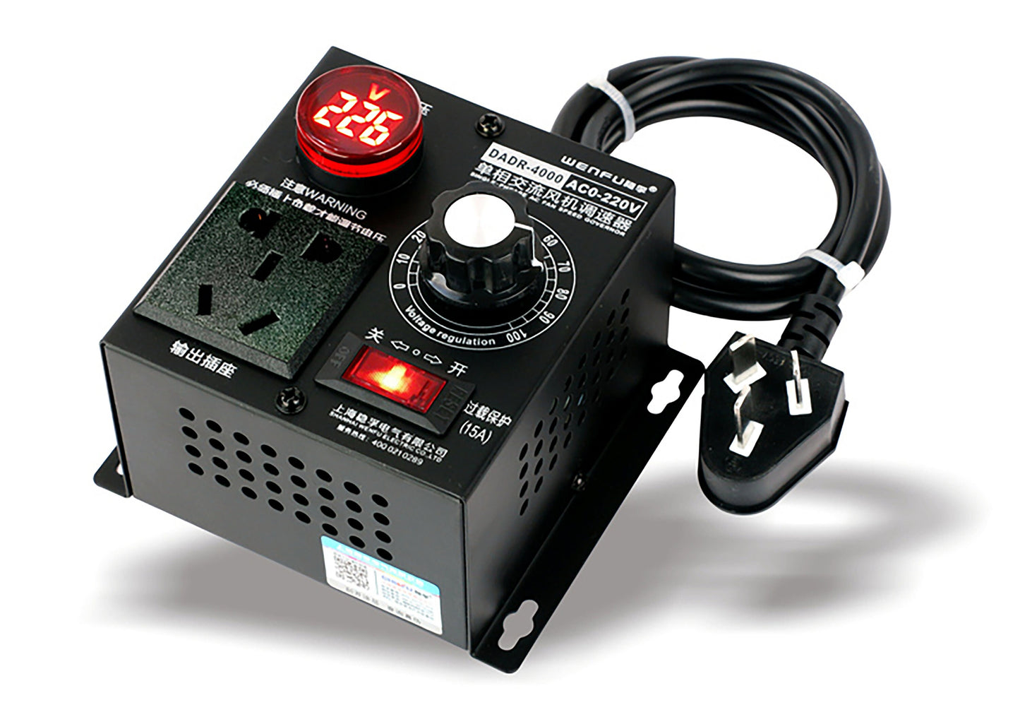temperature control Single phase 220V AC motor governor 4000W speed heating regulating switch and light regulating with voltmeter controler