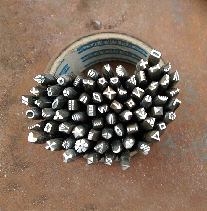 Custom Metal steel Stamp for Jewelry stamp hammer tools for Silver Gold- 24 piece steel metal Vintage design iron stamp custom your work