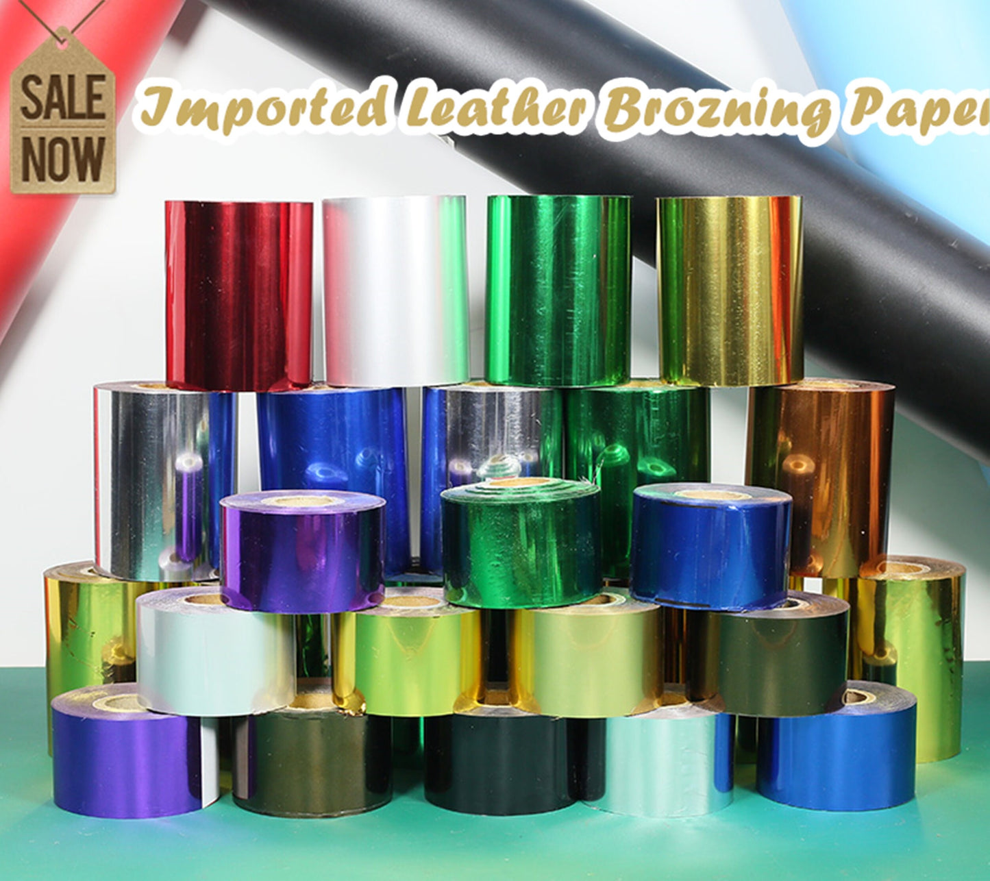 Color Foil Paper for leather stamping machine - brass logo stamping Pvc Card gold silver black red rose white blue green