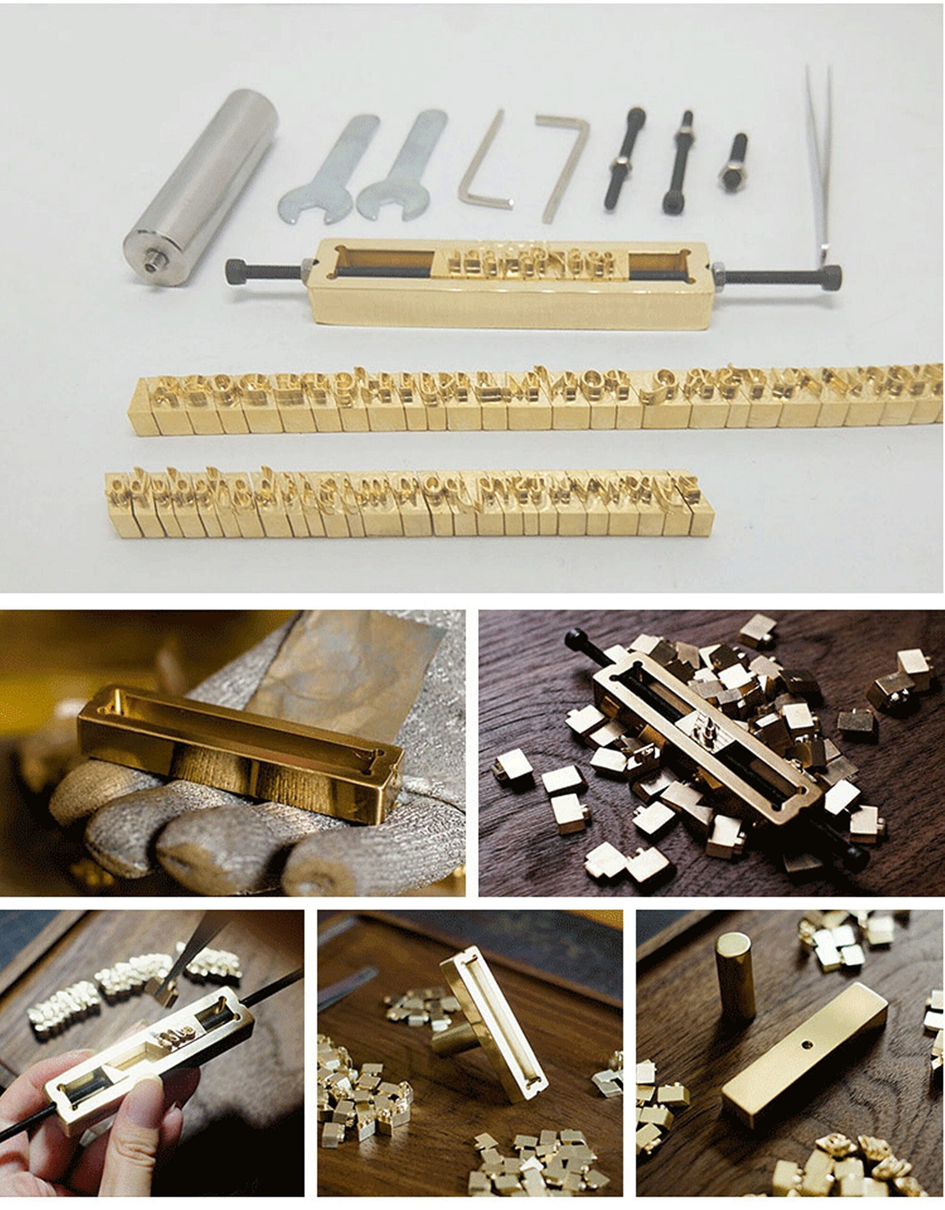 Custom Leather Stamp 26 Alphabet Stamp Brass Metal letters Stamp - brass Holder wood Stamp Letters Set Tool