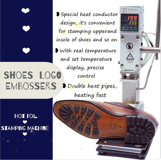 Customize Hot Foil Stamping Machine for Bags and Shoes Logo Embossers for PVC Leather PU Upper Insole DIY Embellishments Branding Embossing