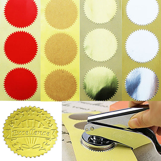 4 Colors （45mm-50mm）Embosser Stickers, Round Embosser Stickers, Envelop Seal Stickers, Blank Certificate Self-Adhesive, Foiled Stickers