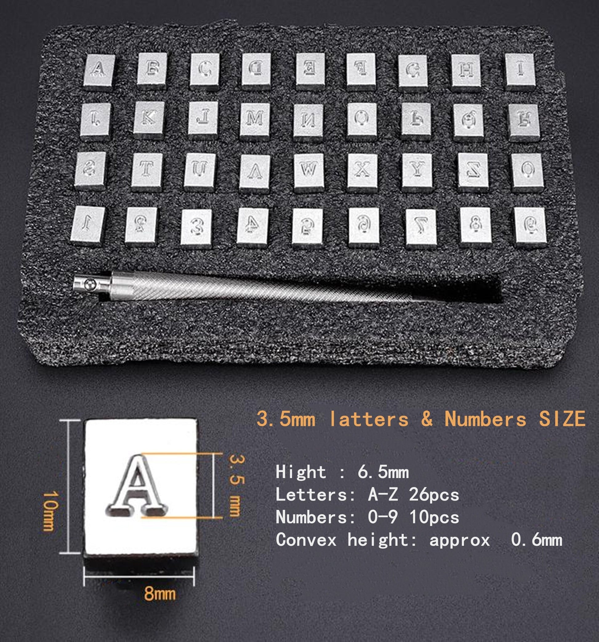 26 Letters Alphabet & 10 Numbers Imprinted Leather embossing stamping Tools for diy Leather Bag Shoes Craft Marking Leather Punching Tools