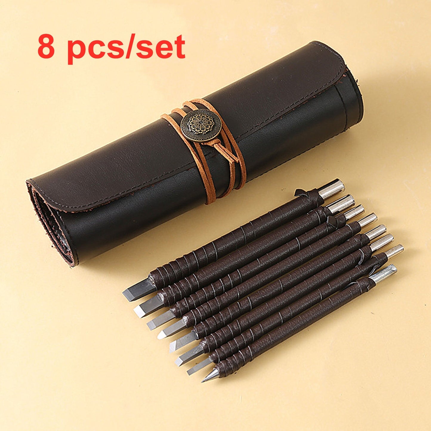 Wood Carving Tools 8pcs or 10pcs Professional Tungsten Steel Wooden Engraving Set with PU Leather Roll Bag carrier