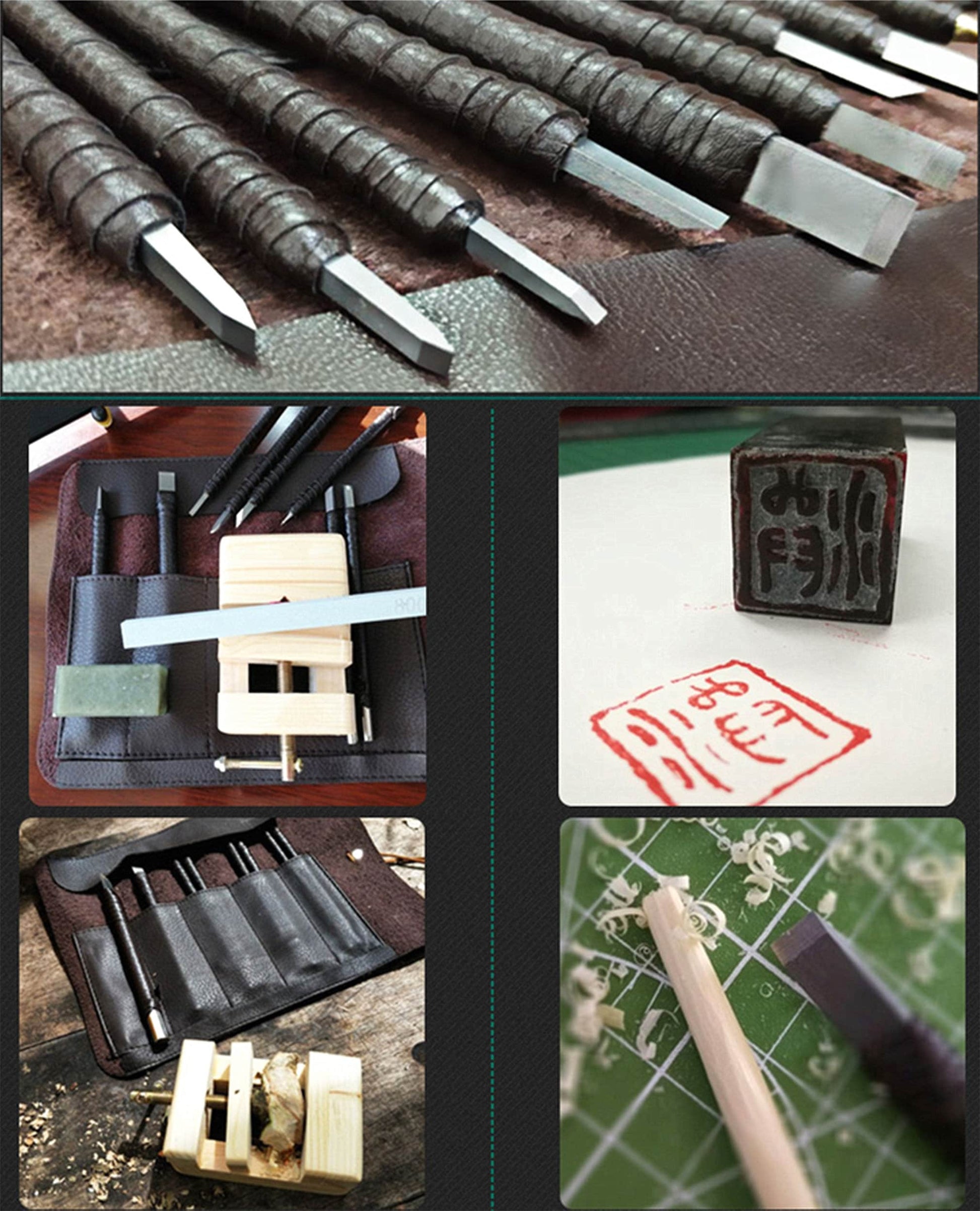 Wood Carving Tools 8pcs or 10pcs Professional Tungsten Steel Wooden Engraving Set with PU Leather Roll Bag carrier