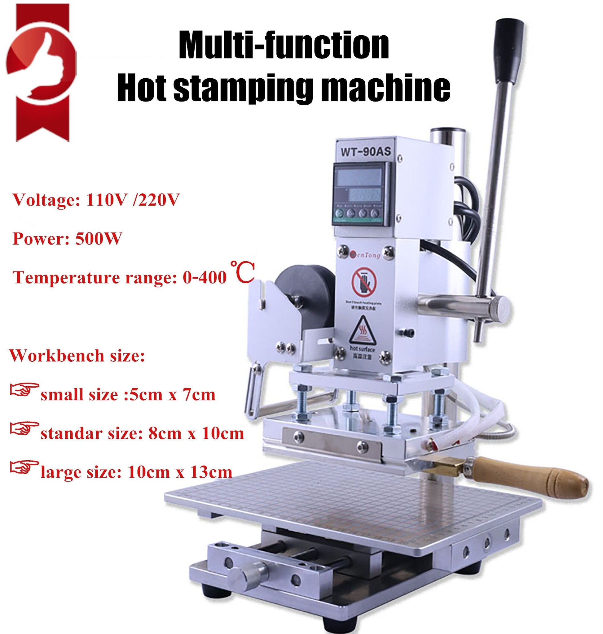 FREE Express Shipping Large professional Leather Hot Foil Machine 10x13cm Adjustable Temperature Embossing Stamping Logo iron Machine