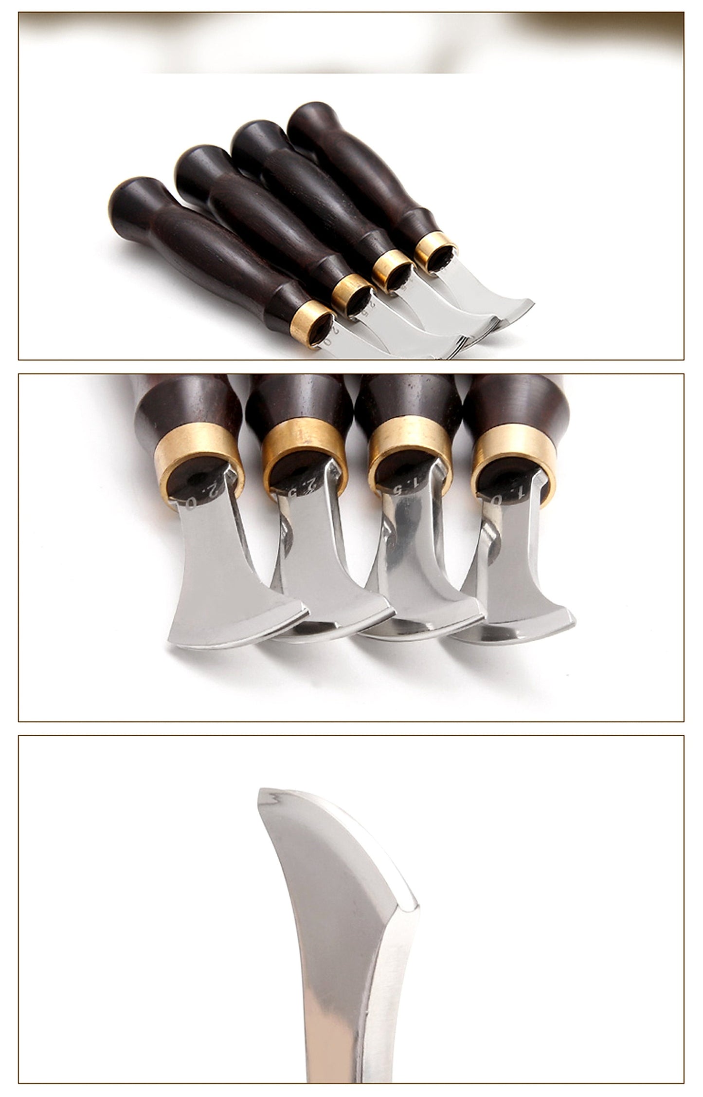 4 size Leather Edge Line Tool DIY Handmade Leather Tool Rosewood Handle Tool Grooving Creaser Sector Edge Line Tool