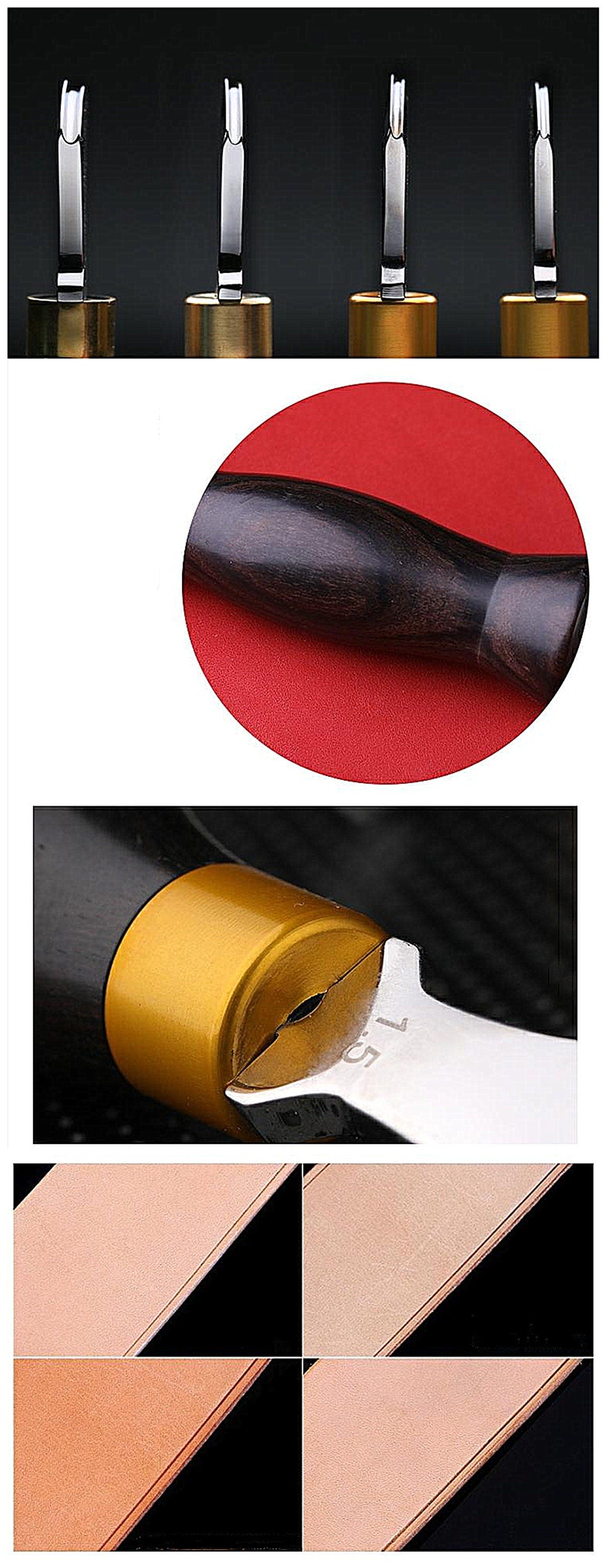 4 size Leather Edge Line Tool DIY Handmade Leather Tool Rosewood Handle Tool Grooving Creaser Sector Edge Line Tool