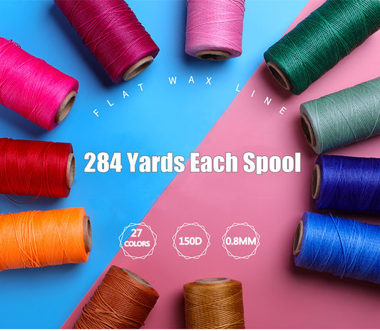 27 Colors 0.8mm Waxed Thread, Color Leather Thread, 284 Yards Per Color Leather Sewing Thread Hand Stitching Thread for Hand Sewing Leather