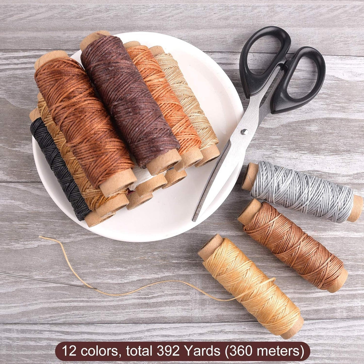 22 Colors 0.65mm Waxed Thread,Color Leather Thread, 44 Yards Per Color Leather Sewing Thread Hand Stitching Thread for Hand Sewing Leather