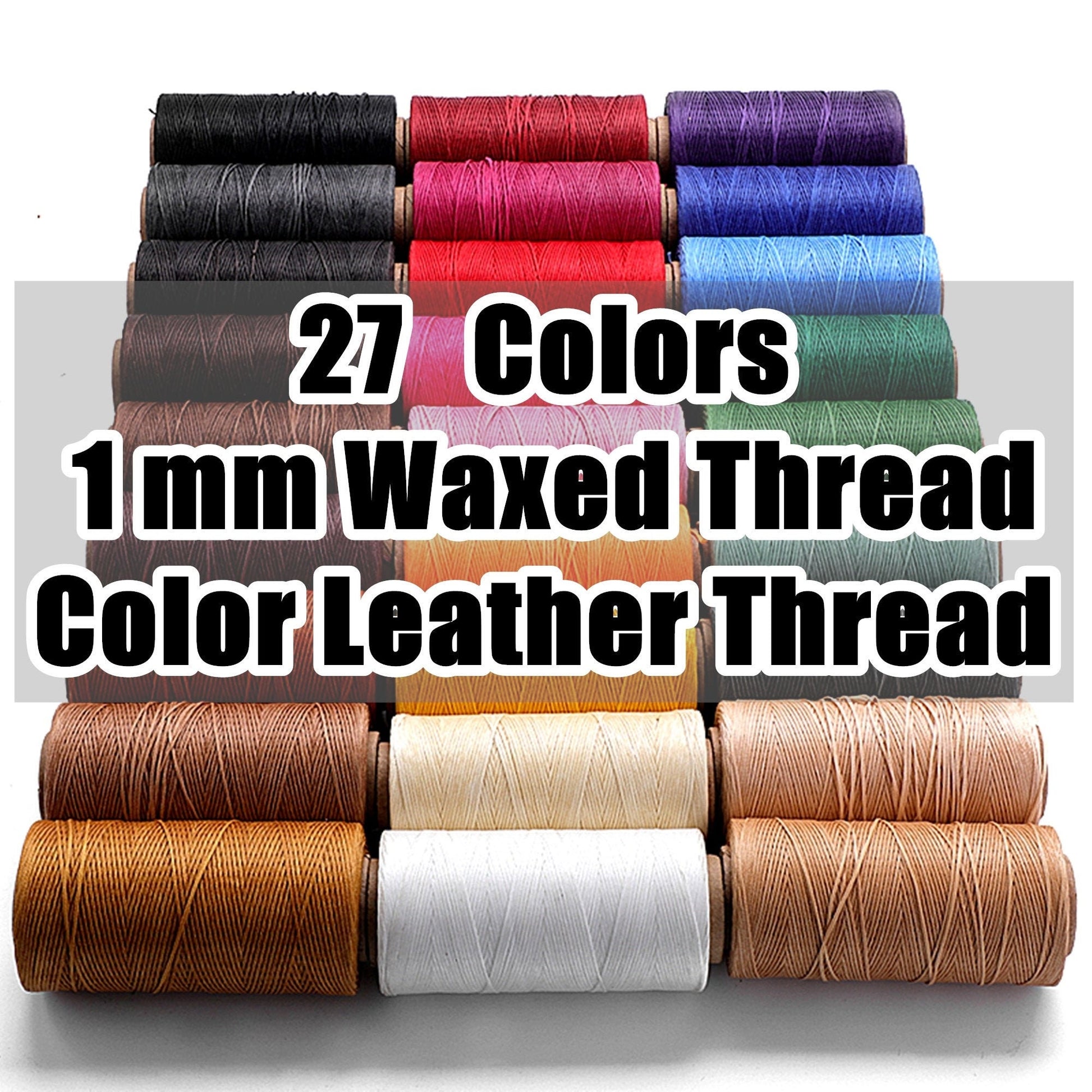 27 Colors 1 mm Waxed Thread,Color Leather Thread, 219 Yards Per Color Leather Sewing Thread Hand Stitching Thread for Hand Sewing Leather