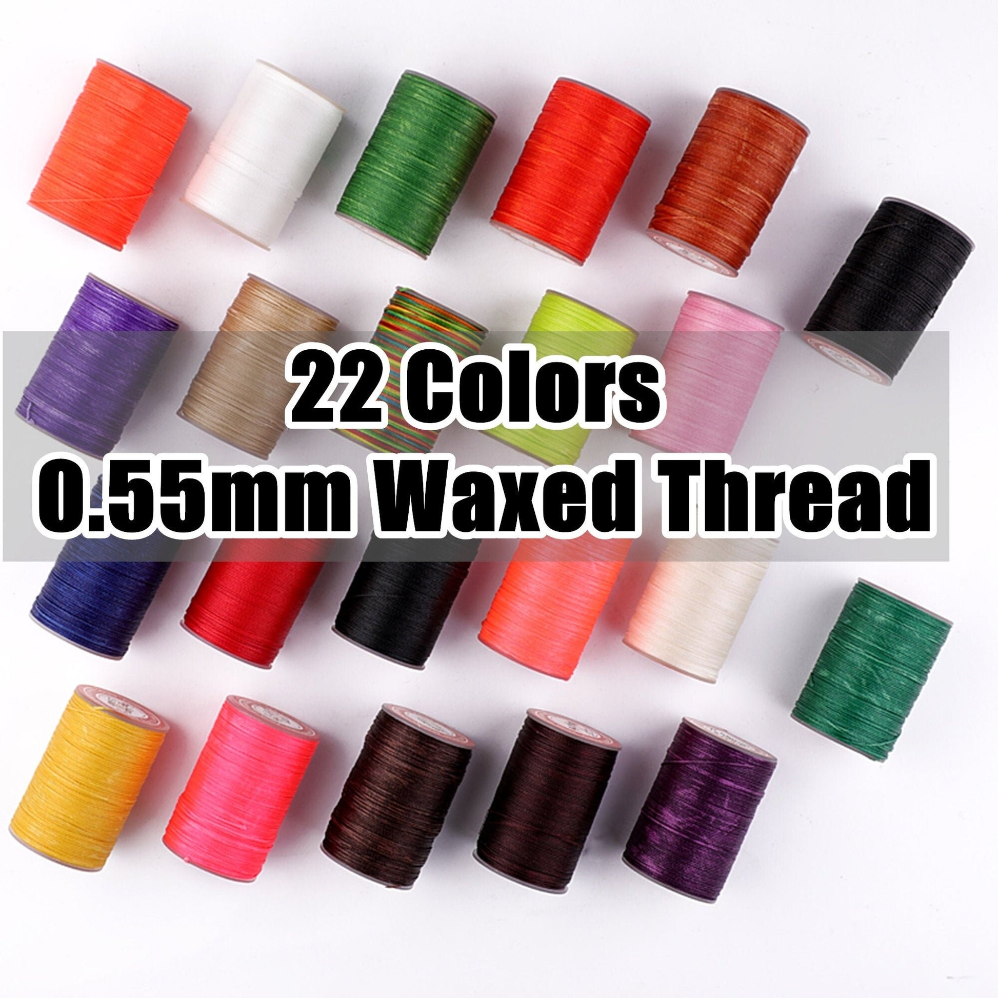 22 Colors 0.55mm Waxed Thread,Color Leather Thread, 65.6Yards Per Color Leather Sewing Thread Hand Stitching Thread for Hand Sewing Leather