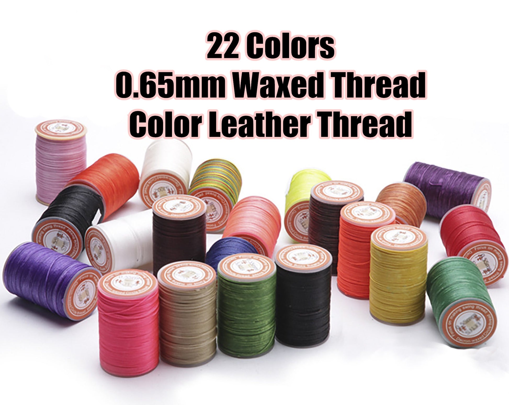 22 Colors 0.65mm Waxed Thread,Color Leather Thread, 44 Yards Per Color Leather Sewing Thread Hand Stitching Thread for Hand Sewing Leather