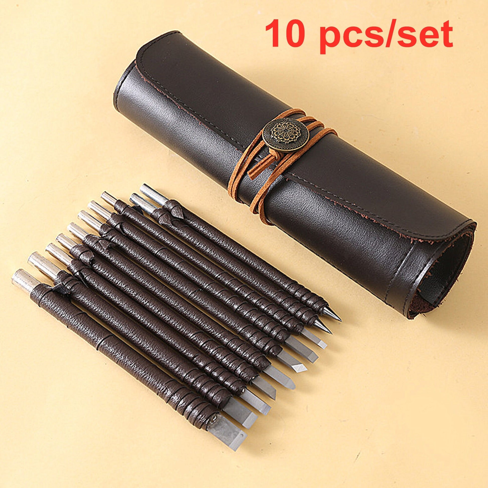 Wood Carving Tools 8pcs or 10pcs Professional Tungsten Steel Wooden Engraving Set with PU Leather Roll Bag carrier