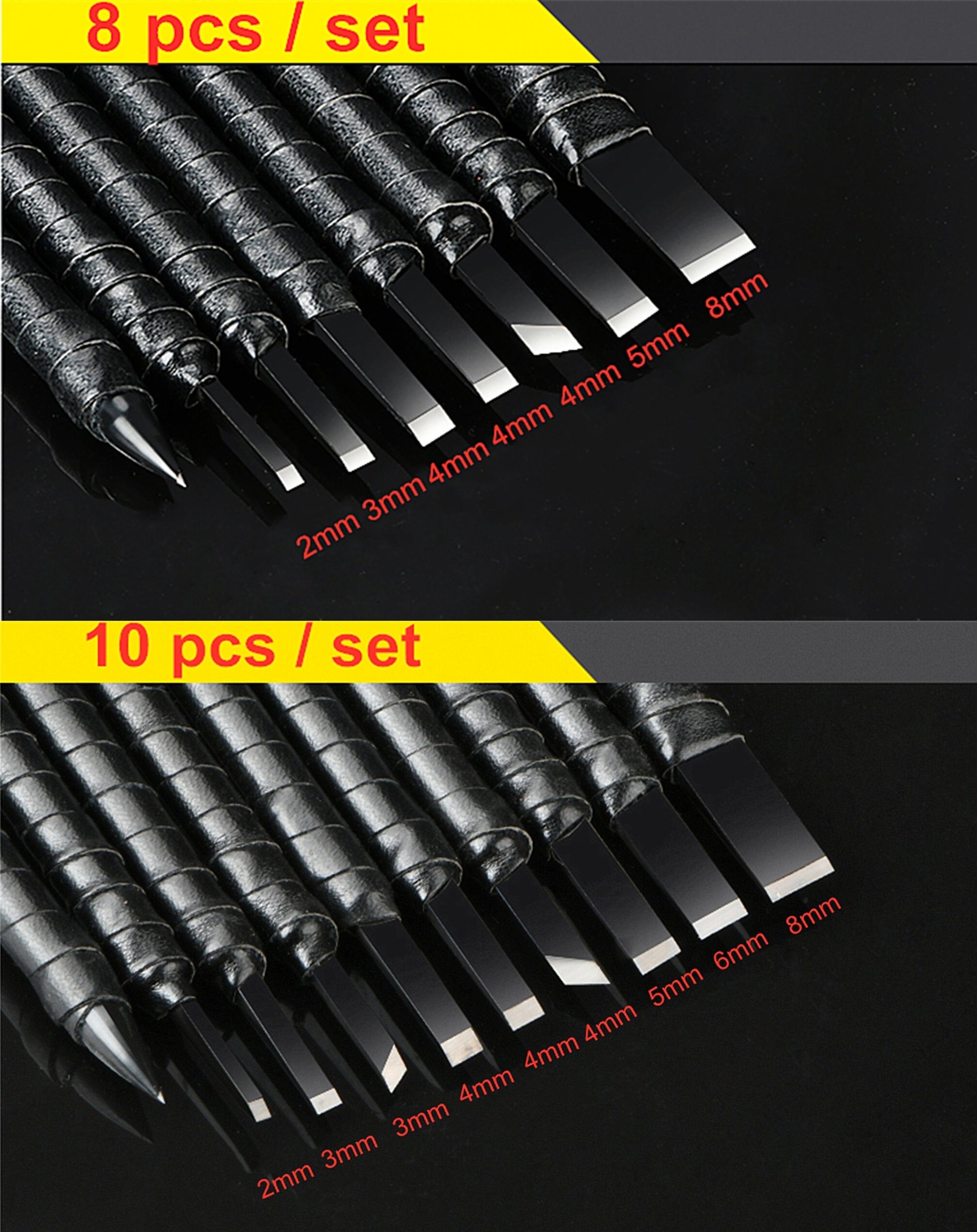 Wood Carving Tools 8pcs or 10pcs Professional Tungsten Steel Wooden Engraving Set with PU Leather Roll Bag carrier