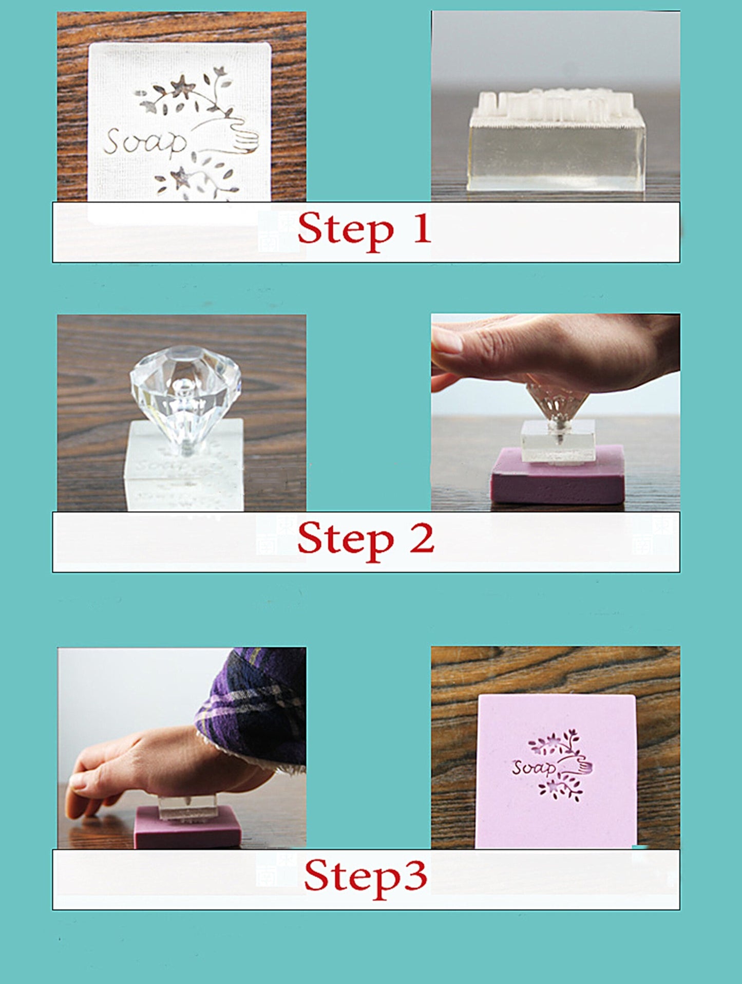 Soap stamp custom Acrylic Soap logo Stamp Handmade clay Making Stamp tool Mold Clear Diy Soap Seal With Handle girl birthday