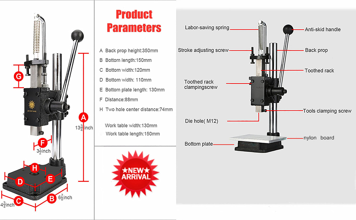 Leather Hole Puncher Hand Punching Machine,Manual Press Puncher Punch Tools for DIY Leather Craft Punching Holes,Press Machine,pressure tool