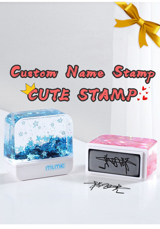 Bling Quicksand Star Liquid Stamp, Self-inking logo Stamp,material blank stamp for customized signet personal seal signature stamp