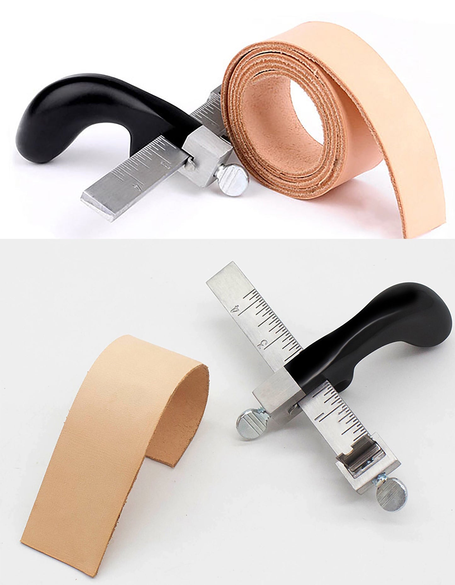 Professional Leather Strap Cutter Draw Gauge Leathercraft Strip Belt Tool DIY Hand Cutting Leather Tools with 3 Sharp Blades