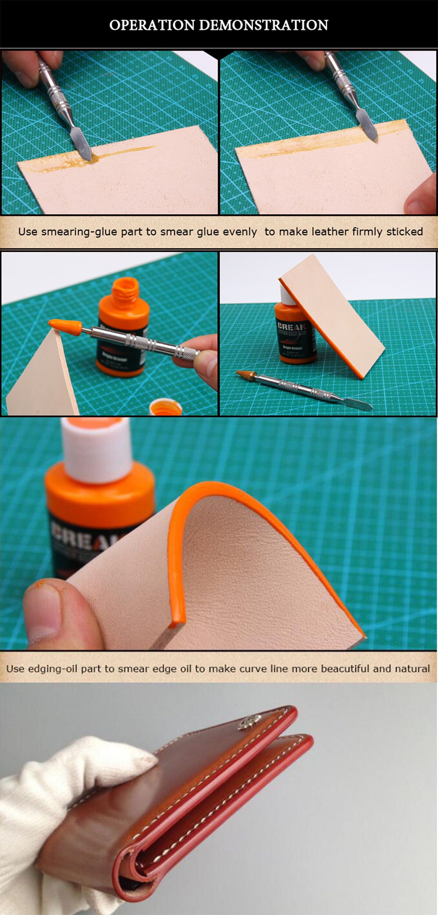 Leather Craft Tools Edge Treatment Roller Durable Glue Smear Sealing Oil Brush,Edge Oil Painting Pen Double side