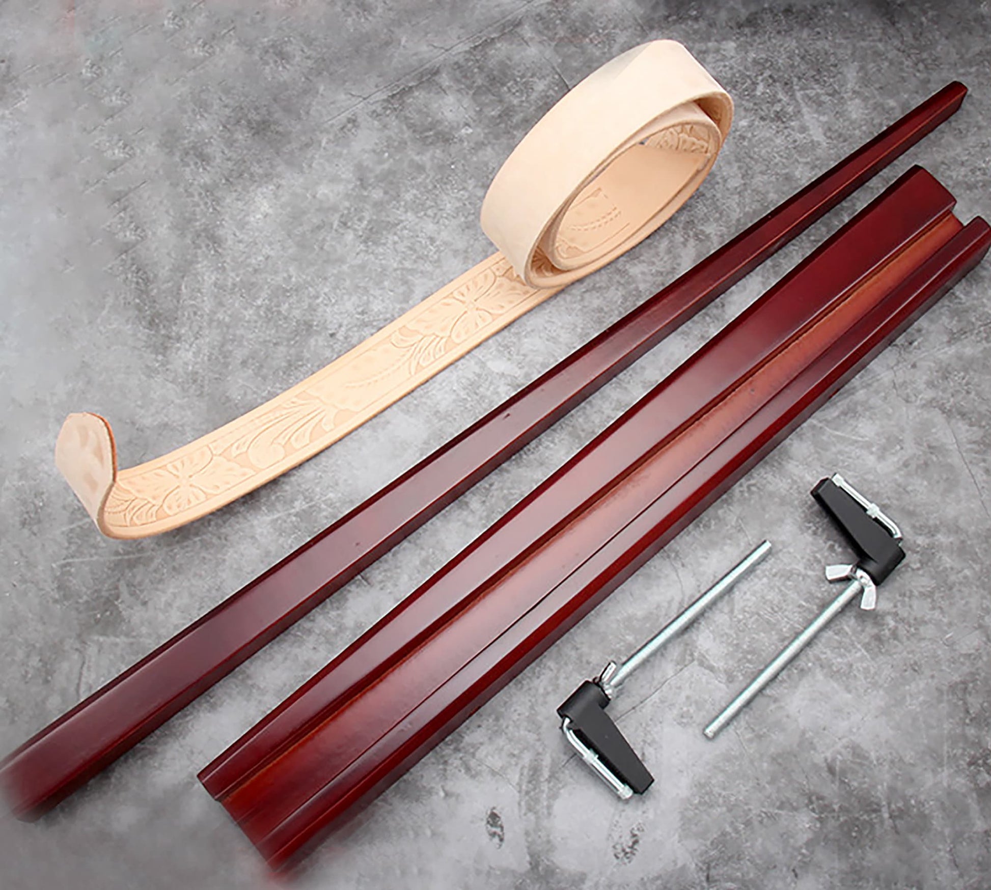 Leather Belt Edge Painting Jig - wooden tool for handmade belts leather craft