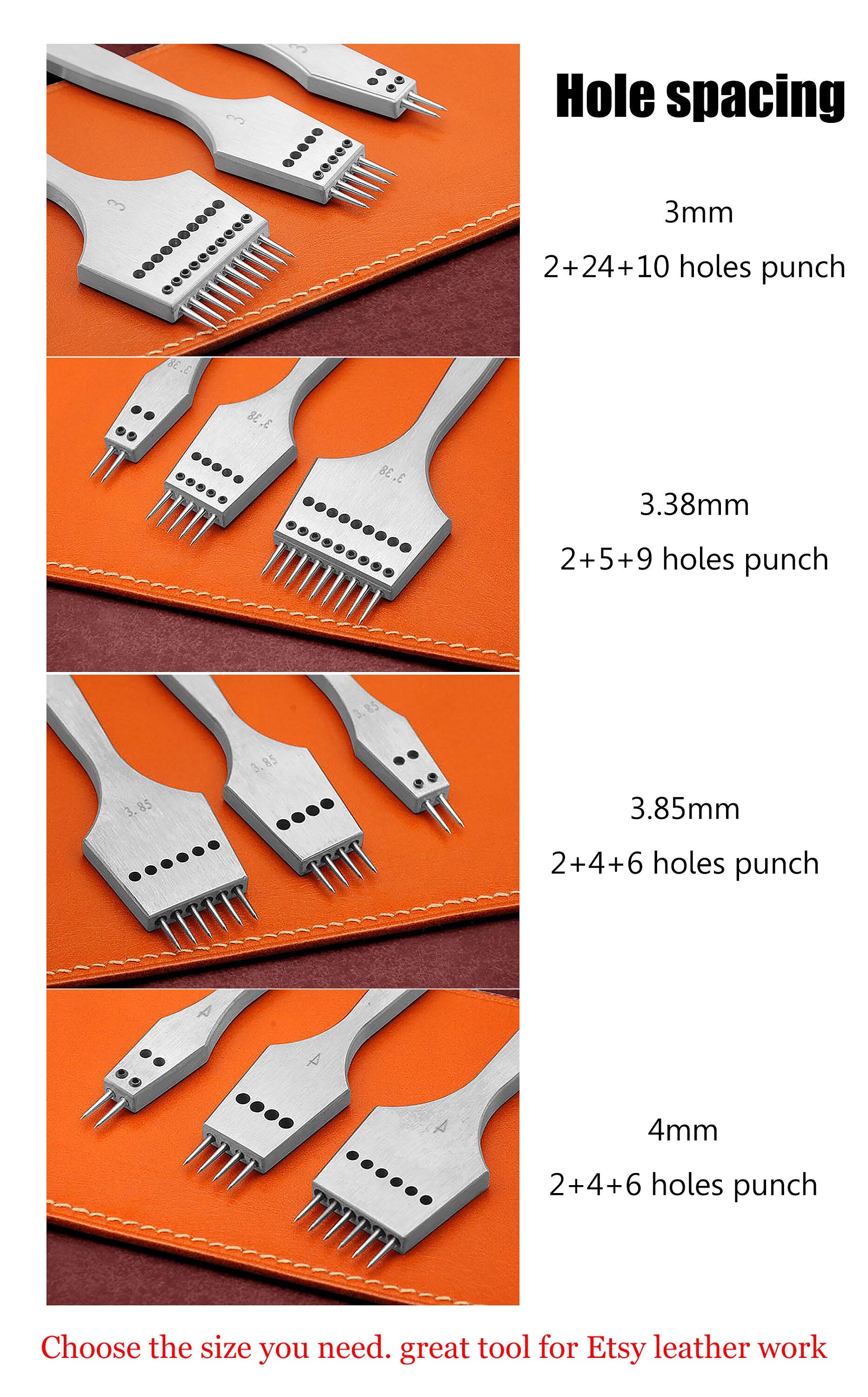 Full Set leather Craft-3/3.38/3.85/4mm Spacing hole Stitch PunchLeather Craft Round Hole Iron Chisel Steel Stitching Punch Tools Diy