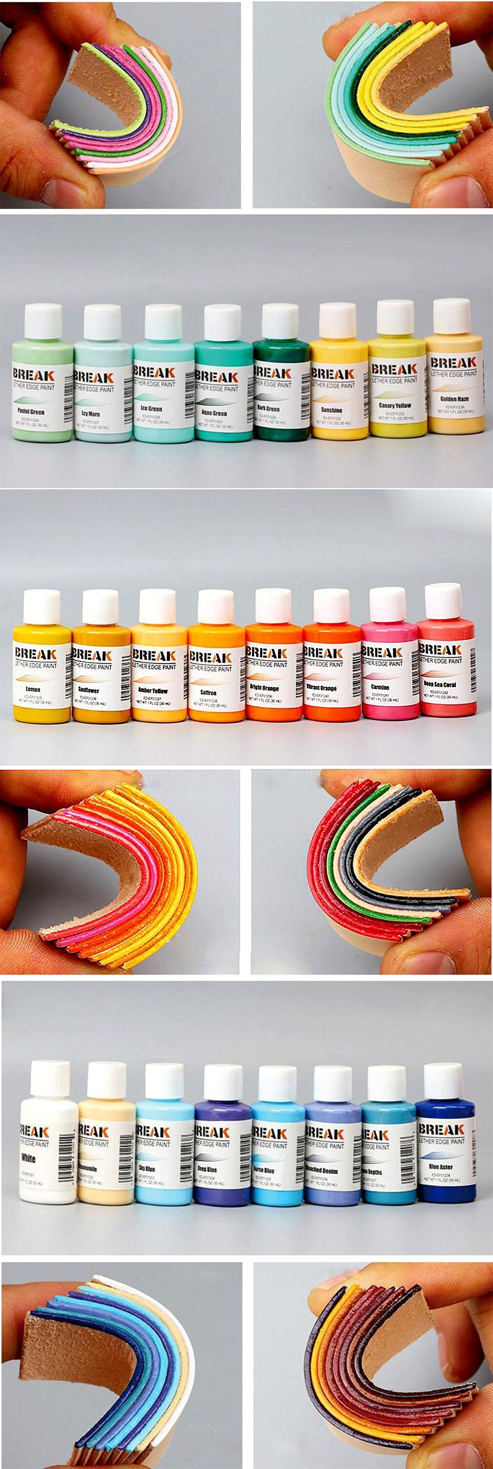 50 colors （Bright light）colorful paint Leather edge oil edge dye Highlights edge paint DIY,Vegetable tanned leather Coloring Agent