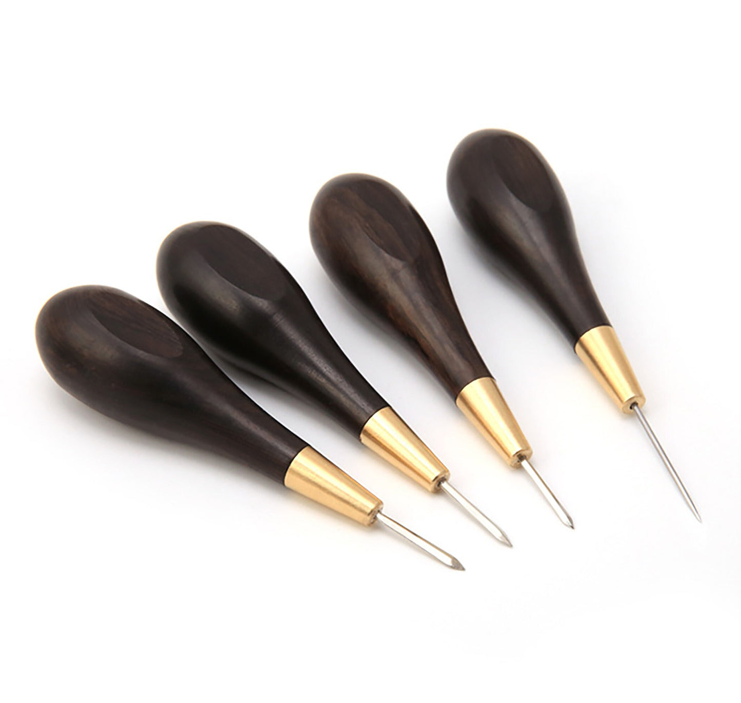 1.5/3/4/5/6mm Diamond Shape Stitching Awl Ebony Blackwood Handle Leather Craft Sewing Awl Handmade Sewing Tools Diy Stitcher Taper