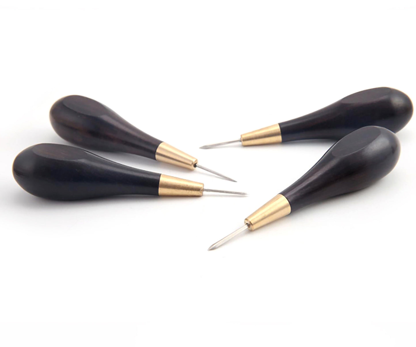 1.5/3/4/5/6mm Diamond Shape Stitching Awl Ebony Blackwood Handle Leather Craft Sewing Awl Handmade Sewing Tools Diy Stitcher Taper