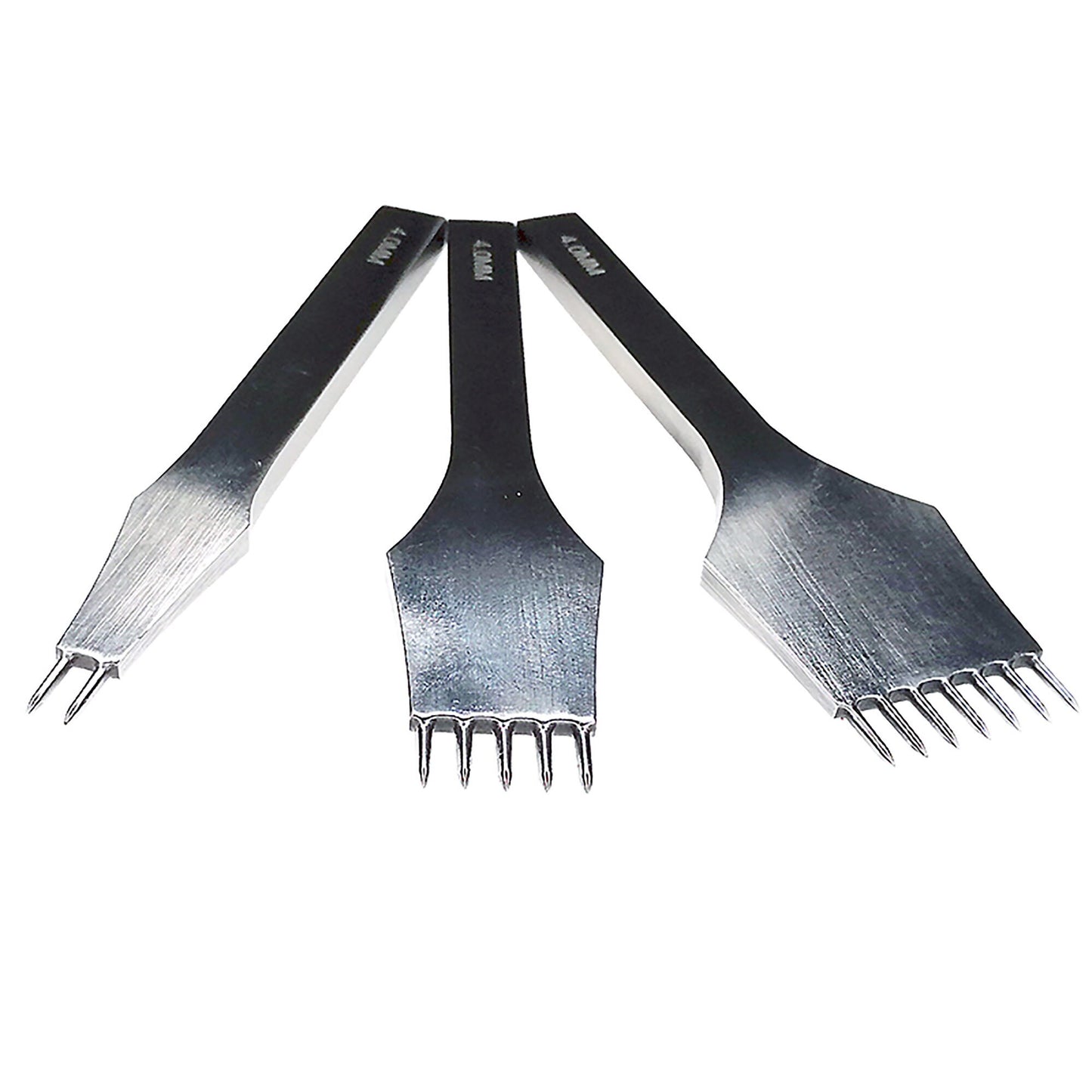 3pcs 4/5/6mm high strength steel Leather stitching Prong Tool Set Circular Cut Round Hole Punch Lacing Stitching Chisel for Leather Craft