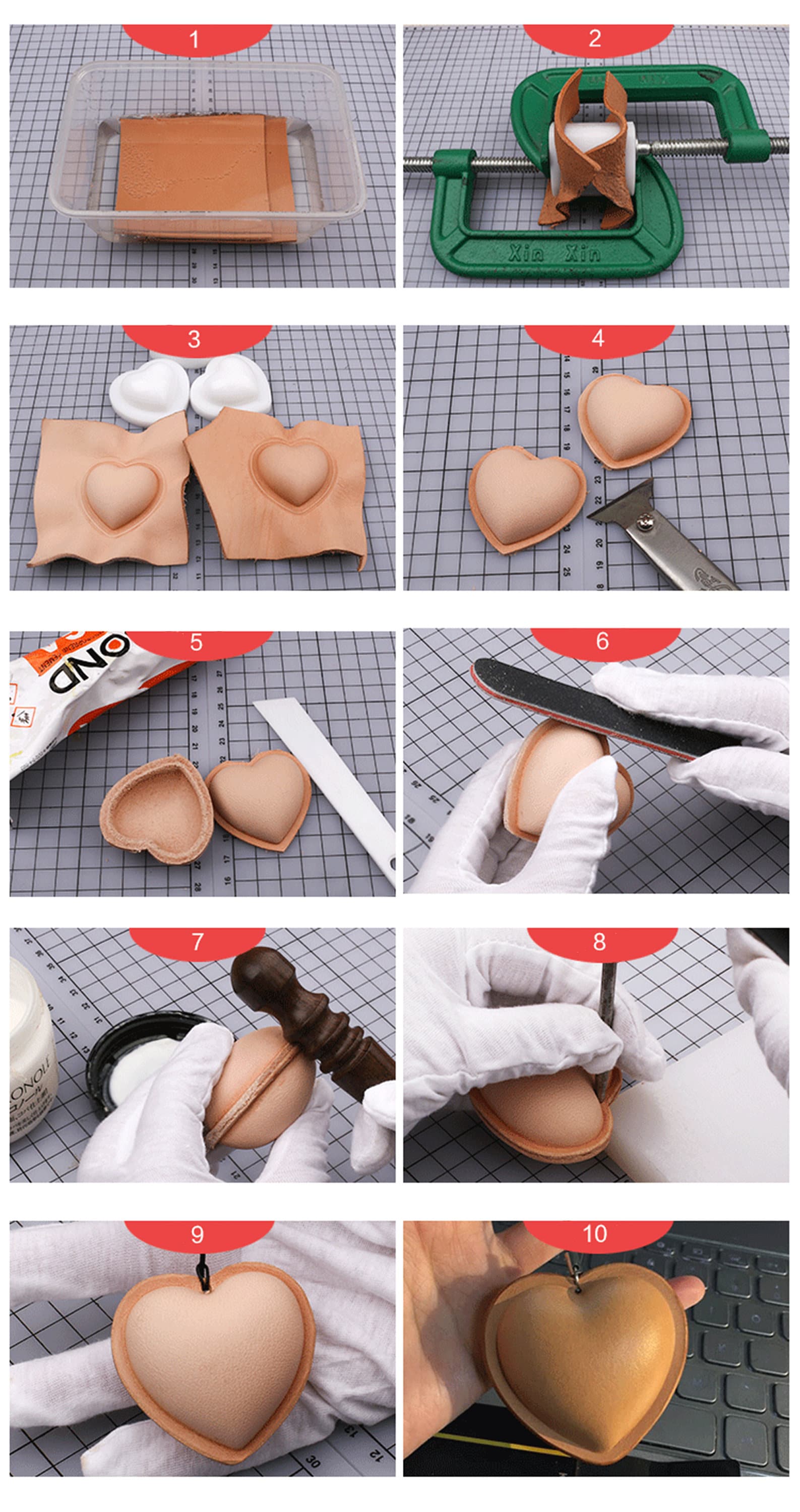DIY Key Chain Leather Heart Shaped Mold Handcraft Tools Molding Leather Punching Die Cuts Leathercraft Tool Sets