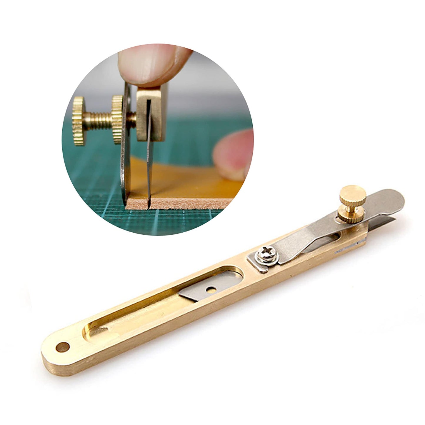 DIY Incision Cutter Knife Copper Trimming Knife With Blade Leather Cutting Tool Patchwork Fabric Splitter for Leather Tools