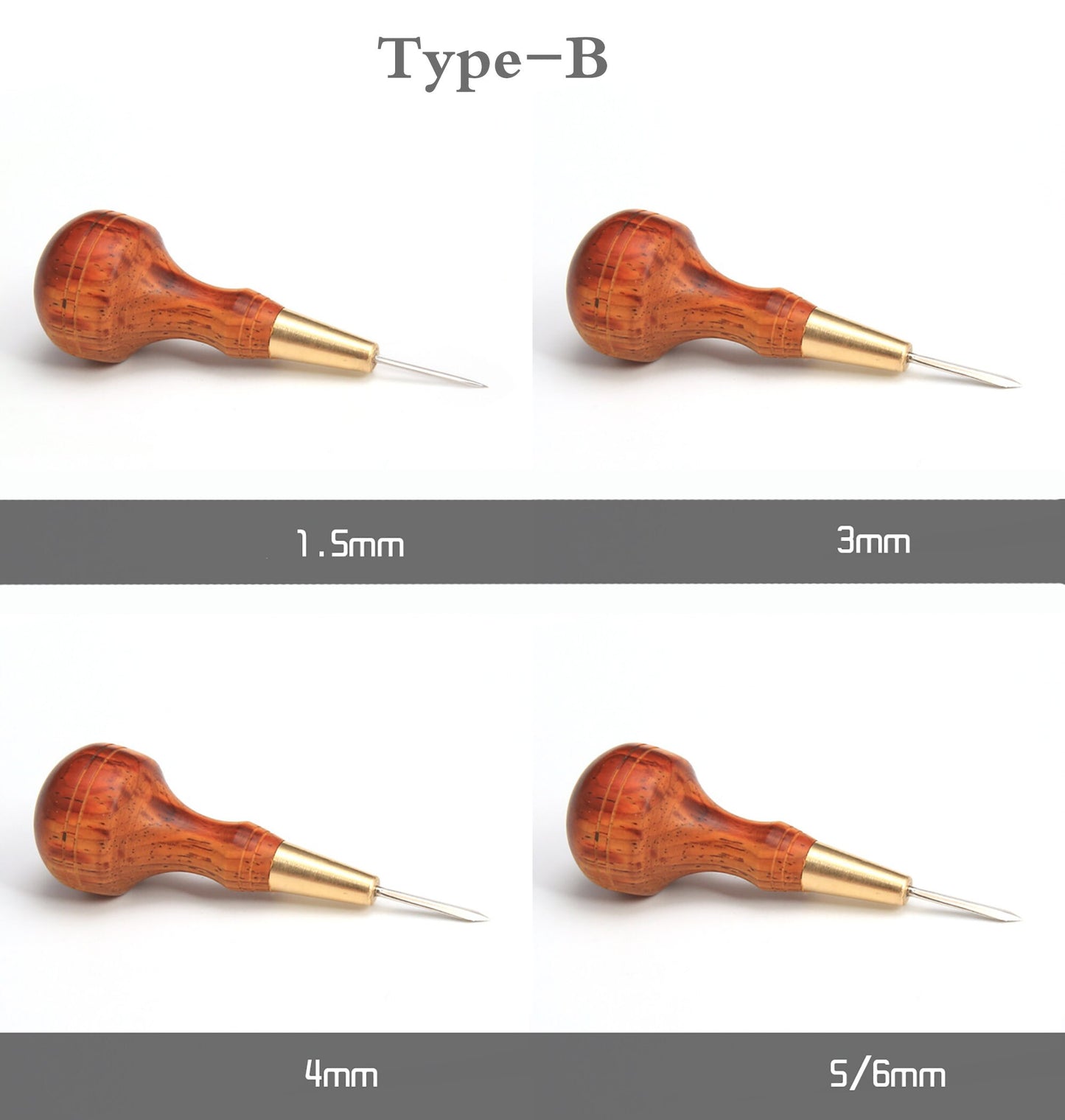 1.5/3/4/5/6mm Stitching Awl with Diamond Shape Blade cutter cutting leather cut with good wooden handle professional leather craft