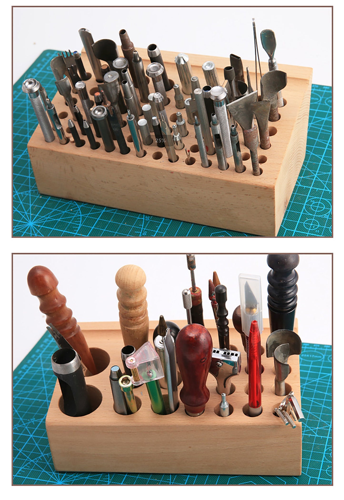 Leather Craft Tools Holder Rack Stand 24/76Holes Leather Craft Tool Rack Stamp Punch Tool Storage Box Holder Organizer