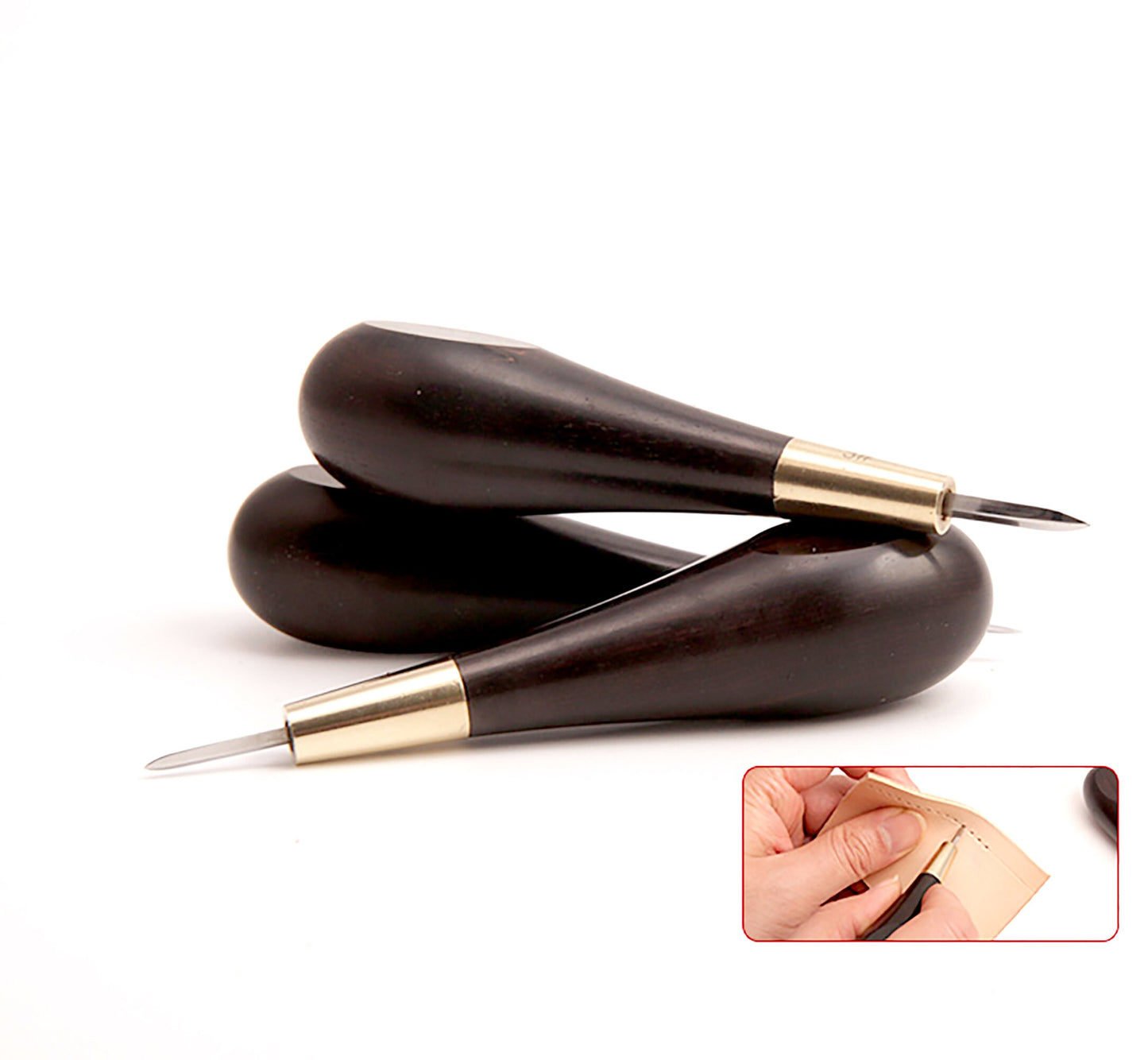 1.5/3/4/5/6mm Diamond Shape Stitching Awl Ebony Blackwood Handle Leather Craft Sewing Awl Handmade Sewing Tools Diy Stitcher Taper