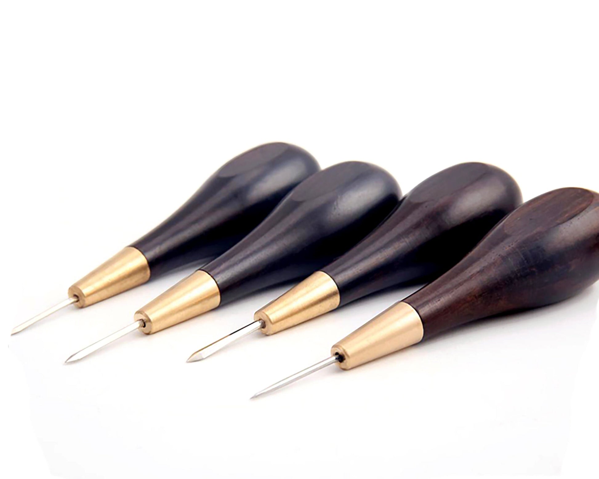 1.5/3/4/5/6mm Diamond Shape Stitching Awl Ebony Blackwood Handle Leather Craft Sewing Awl Handmade Sewing Tools Diy Stitcher Taper