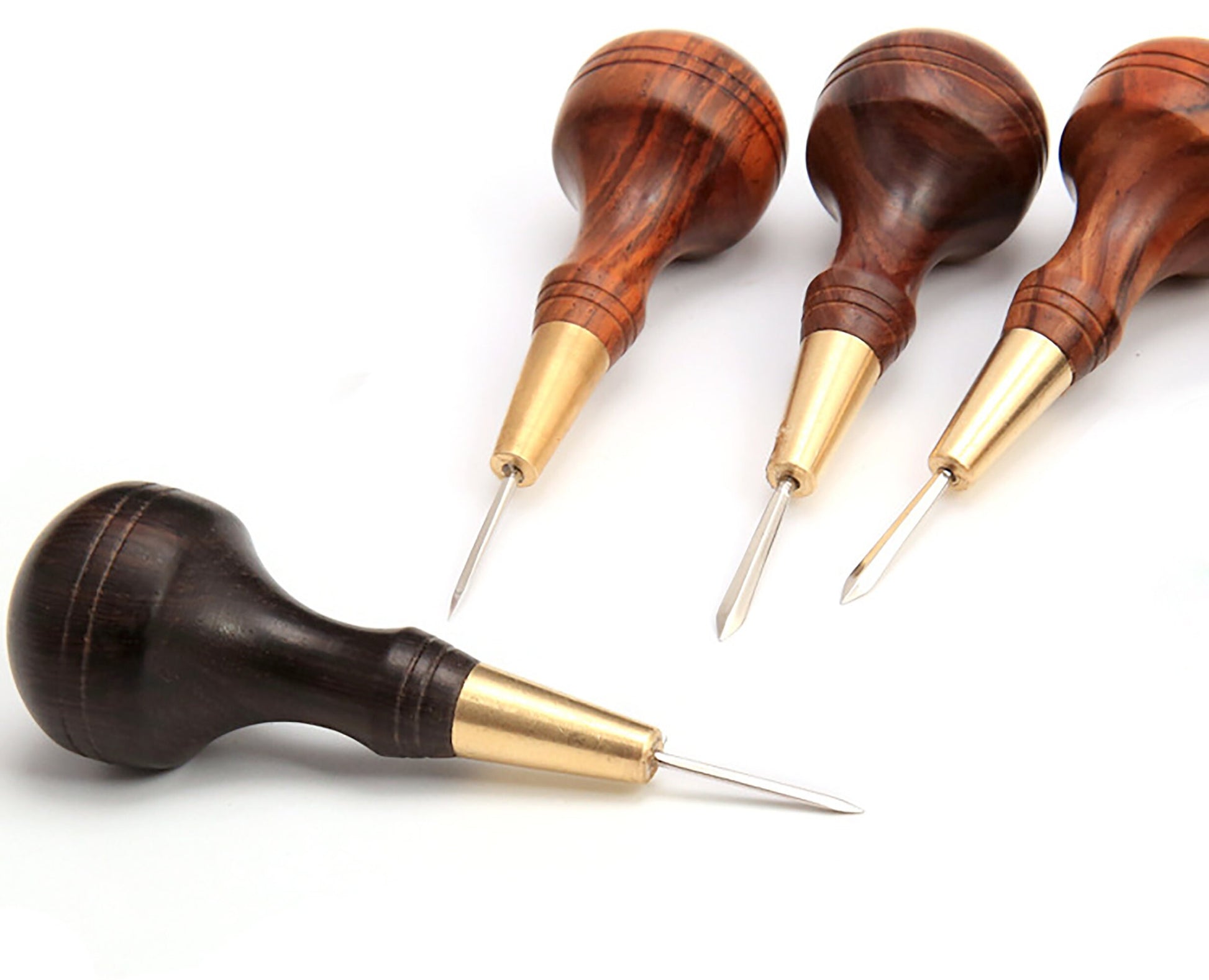 1.5/3/4/5/6mm Stitching Awl with Diamond Shape Blade cutter cutting leather cut with good wooden handle professional leather craft