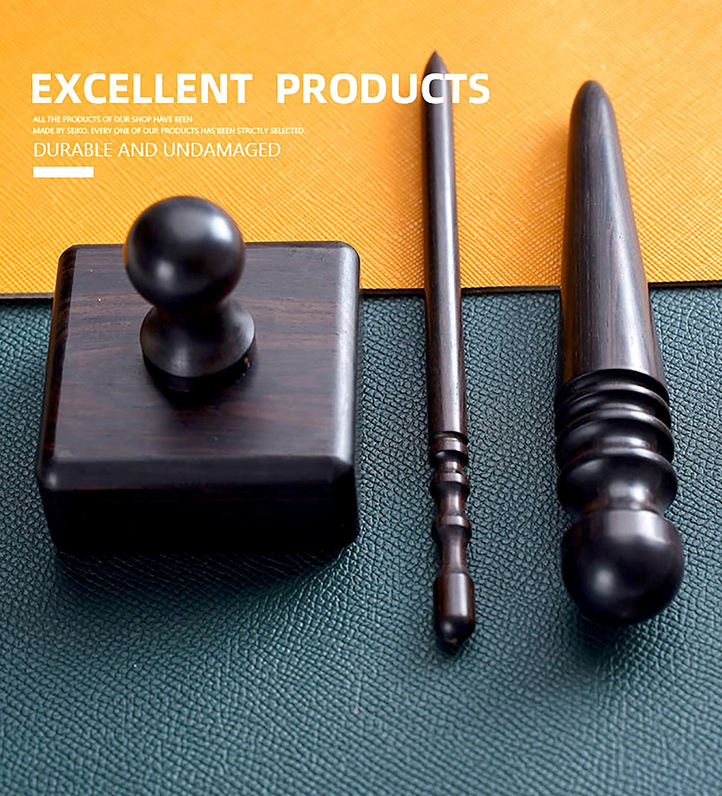 Three-piece set of Sandalwood Leather edge grinding rod sandalwood trimming polished round sticks grinding block Handmade leather goods