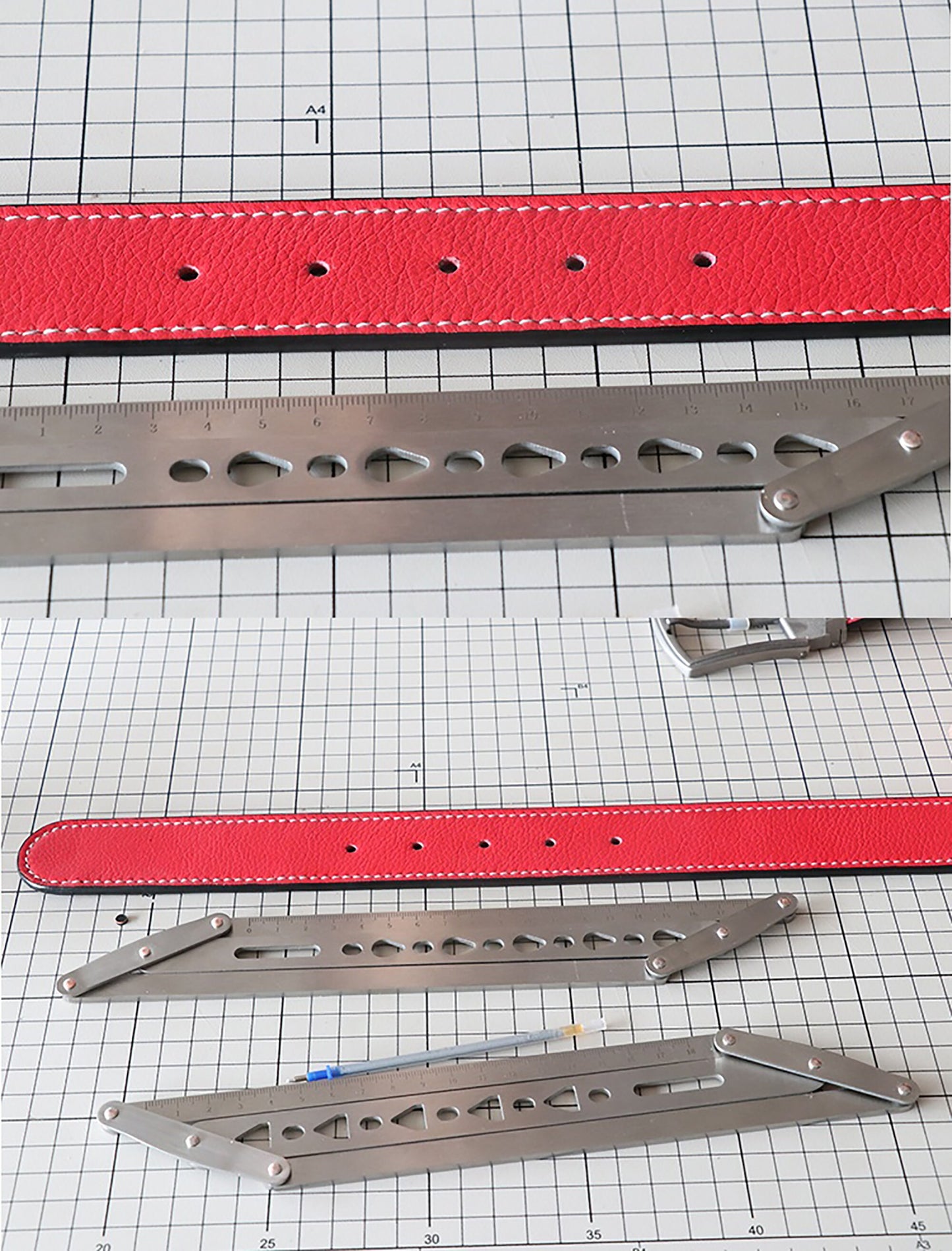 Leather Craft Belt Positioning Auxiliary Ruler handmade Punch Hole Spacing Template Tool-15/18mm Version For Choose