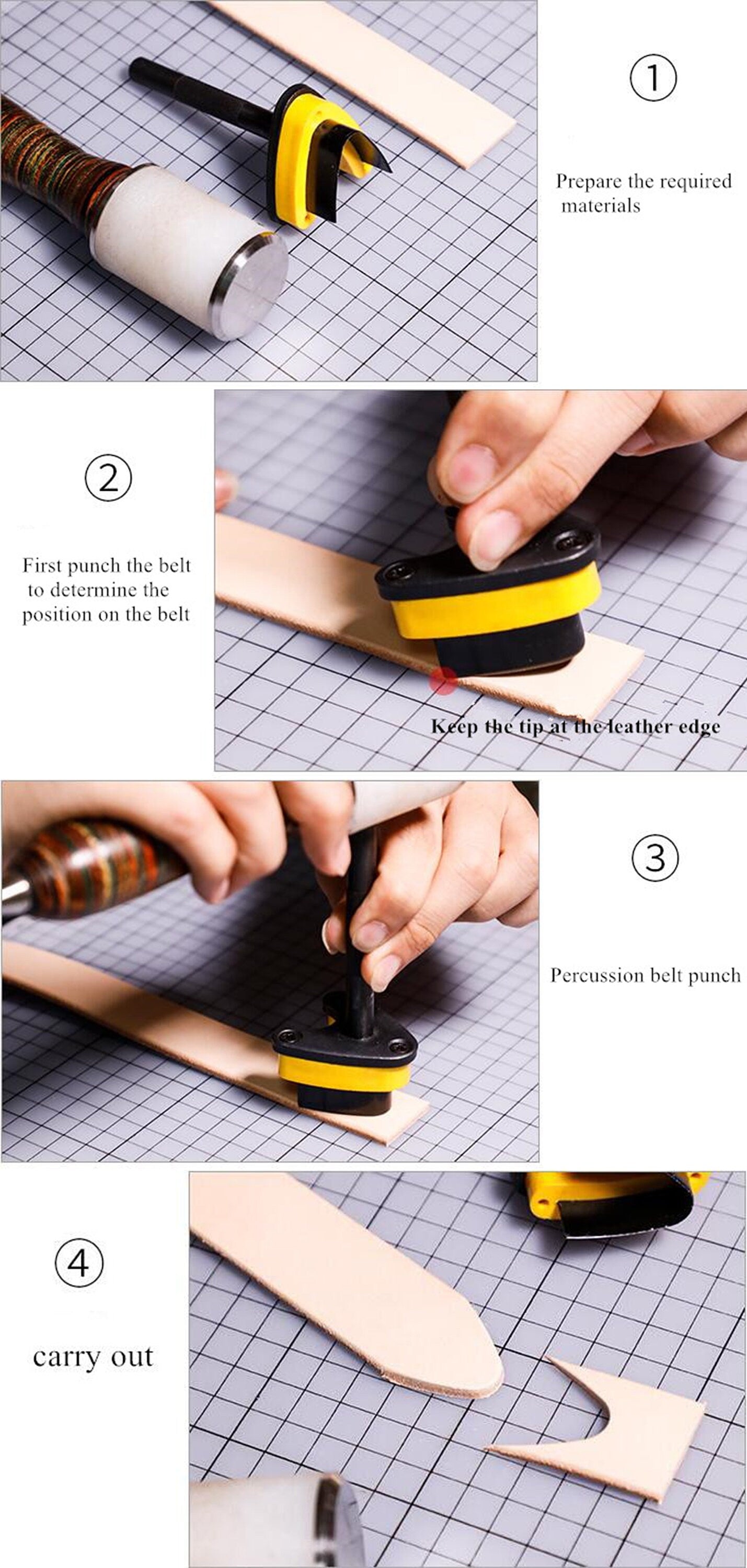 Leather Corner Punch Leather Cutting Knife Punching Tools Leather Craft Belt Strap Bag Wallet End C/V Shape Leather Round Cutter