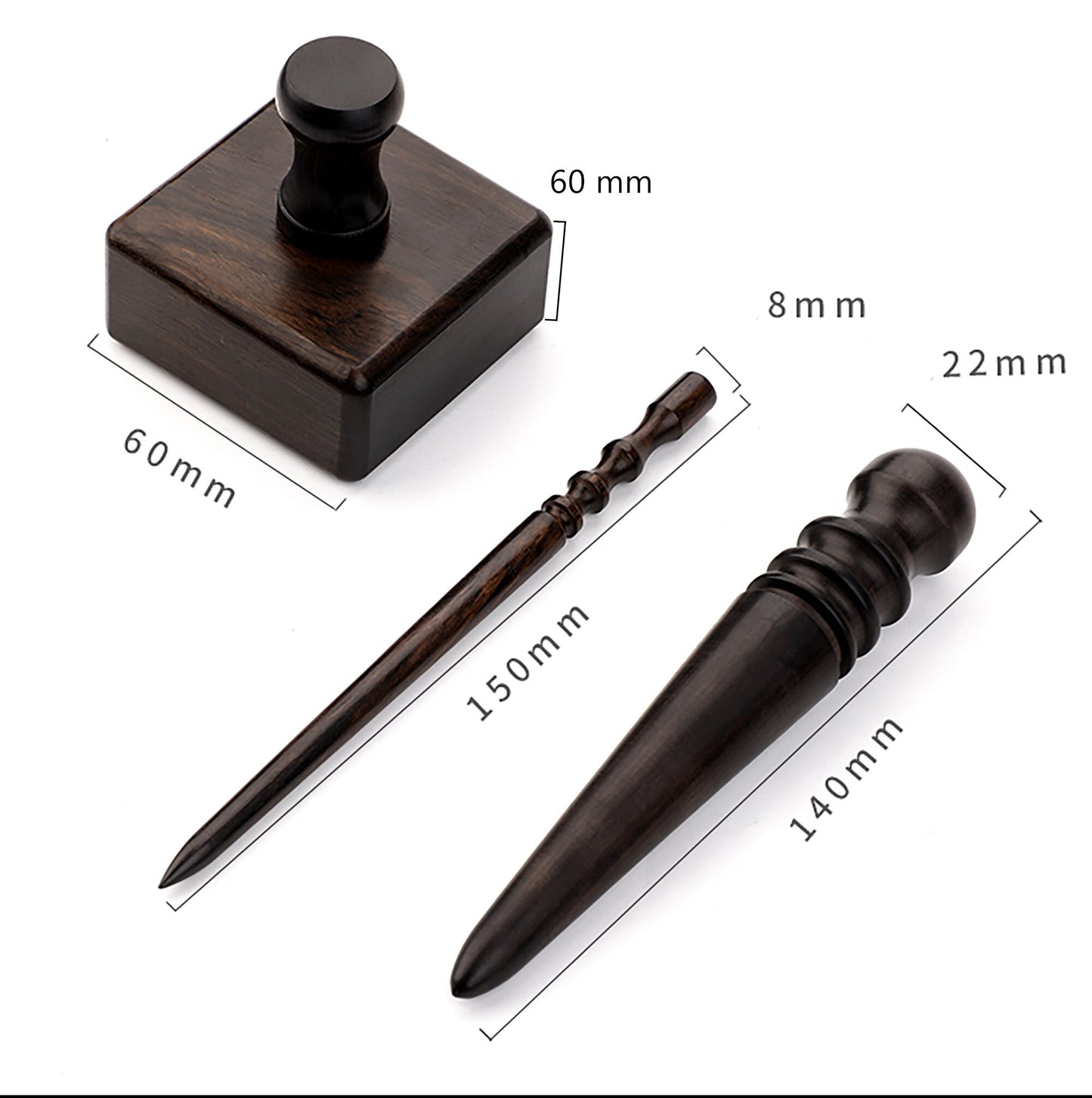 Three-piece set of Sandalwood Leather edge grinding rod sandalwood trimming polished round sticks grinding block Handmade leather goods