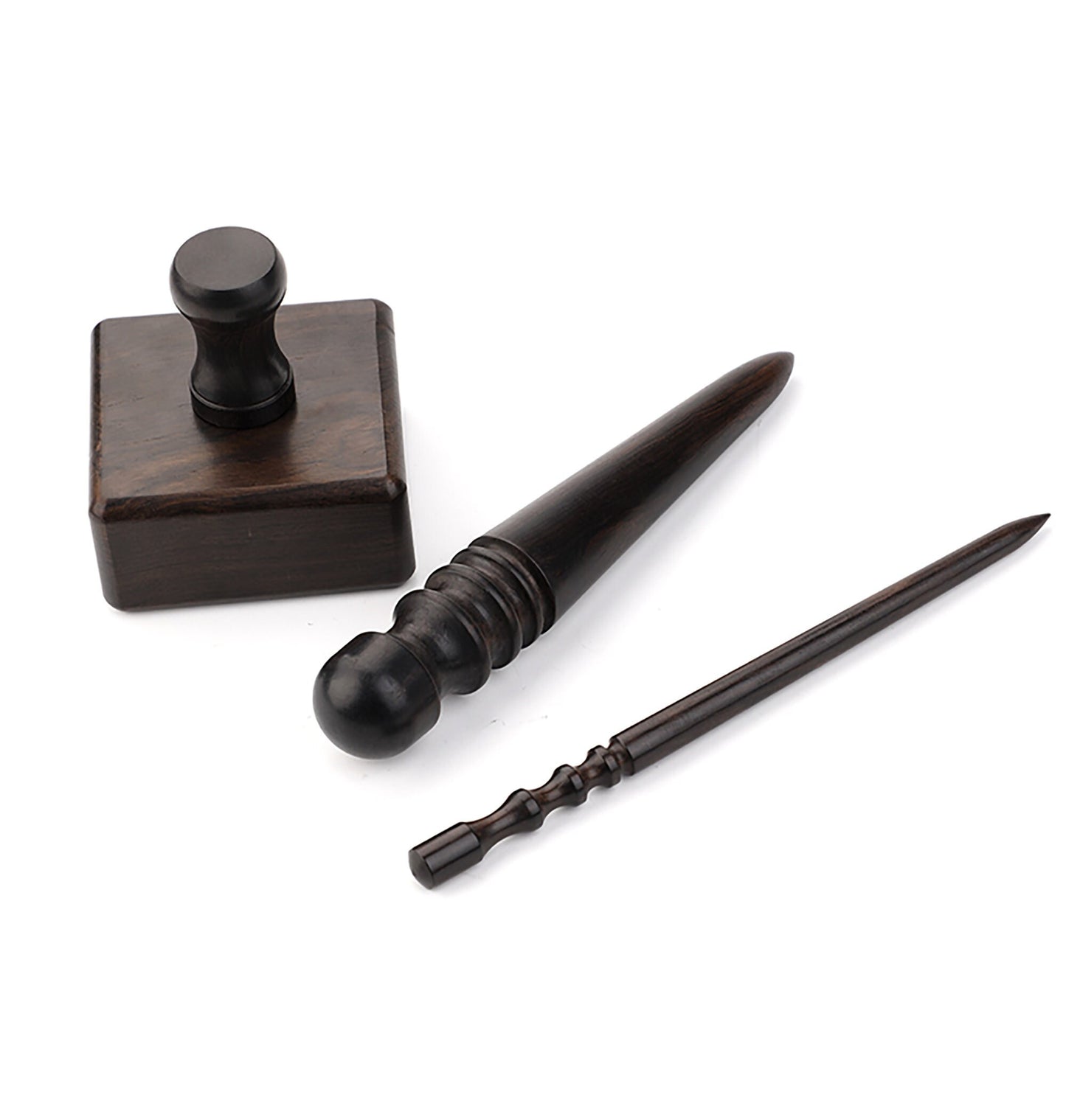 Three-piece set of Sandalwood Leather edge grinding rod sandalwood trimming polished round sticks grinding block Handmade leather goods