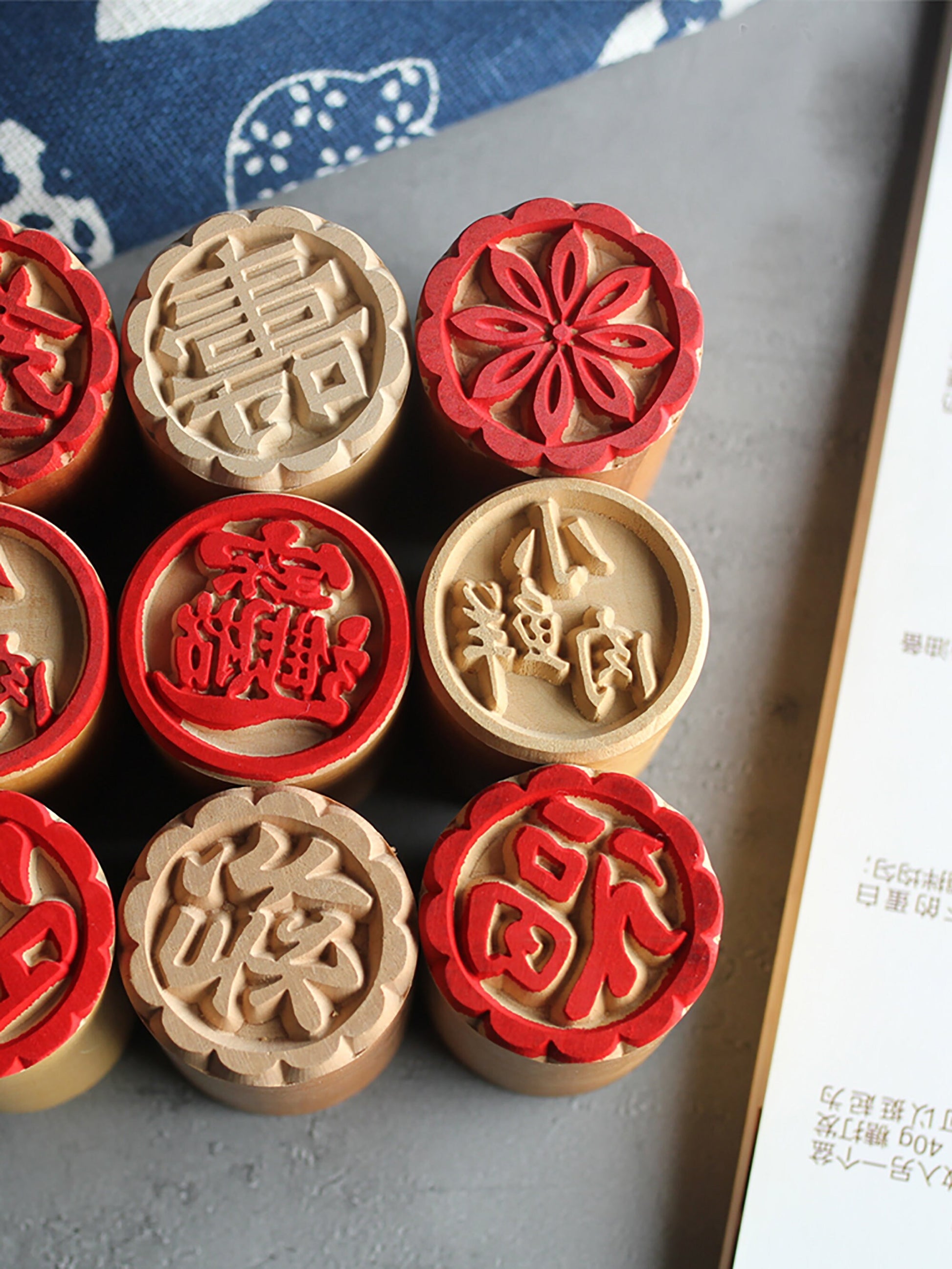 Custom Made - Round Square ink stamp Wood Dessert Tool Pastry Cake Cookie Traditional Chinese Moon Cake Wooden dessert stamp