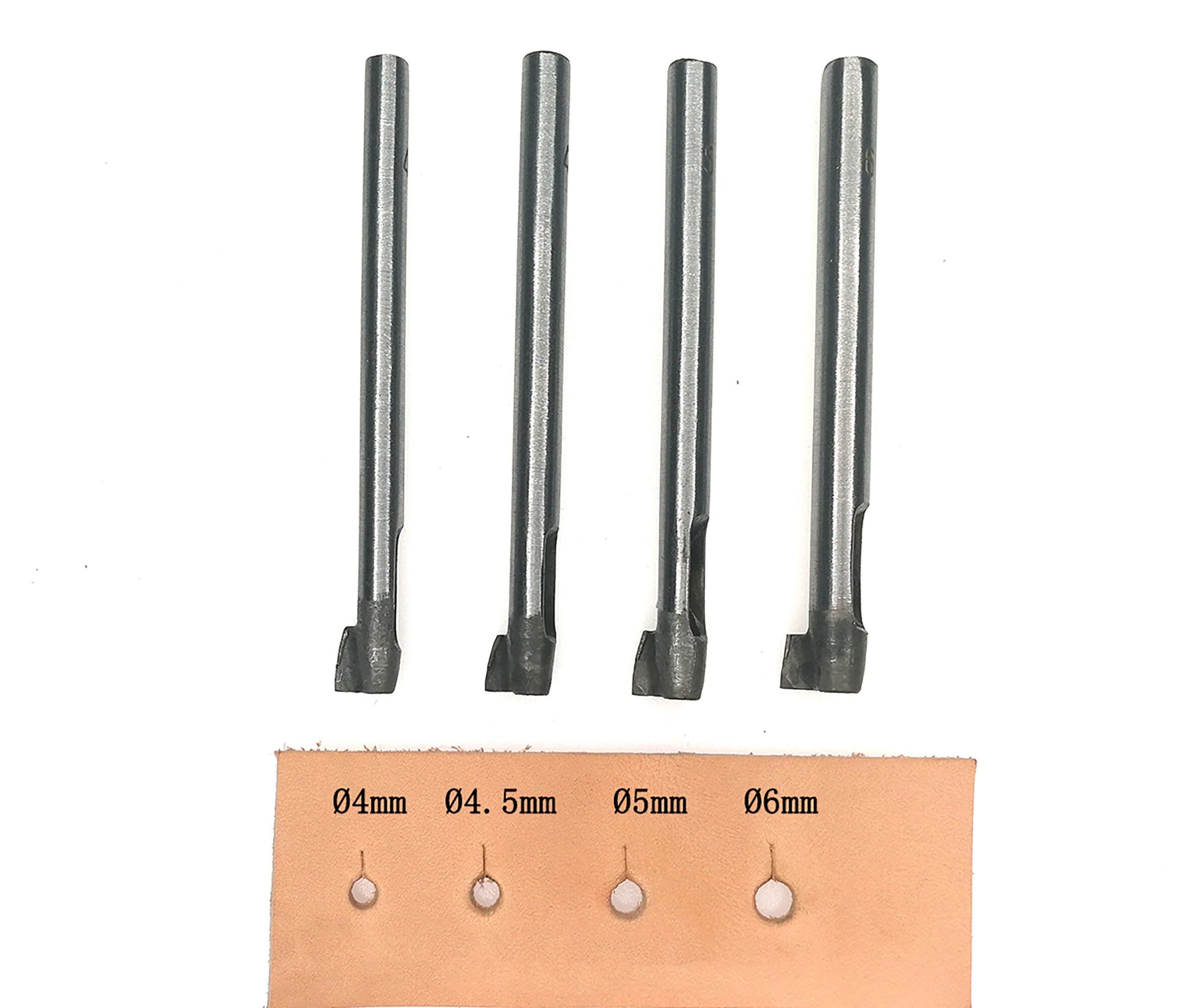 Tailed Hole Punch 4/4.5/5/6mm,4 pcs Set For Ball Head Monk Head Screw-Back Stud Rivet Strap Fastener Chicago Nipple Screws