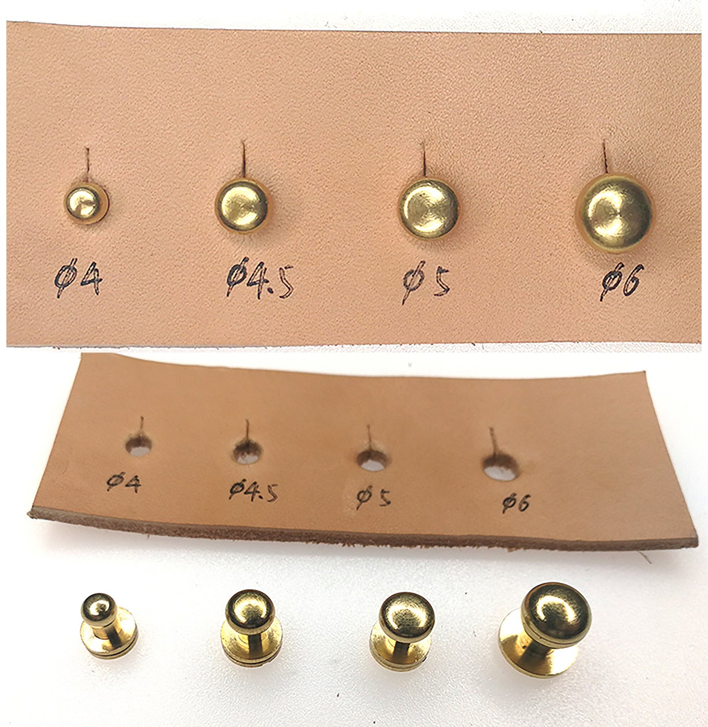 Tailed Hole Punch 4/4.5/5/6mm,4 pcs Set For Ball Head Monk Head Screw-Back Stud Rivet Strap Fastener Chicago Nipple Screws