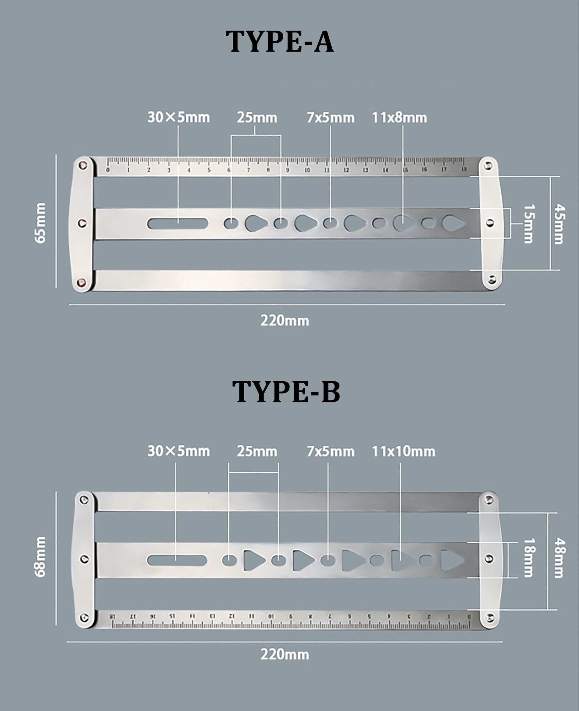 Leather Craft Belt Positioning Auxiliary Ruler handmade Punch Hole Spacing Template Tool-15/18mm Version For Choose